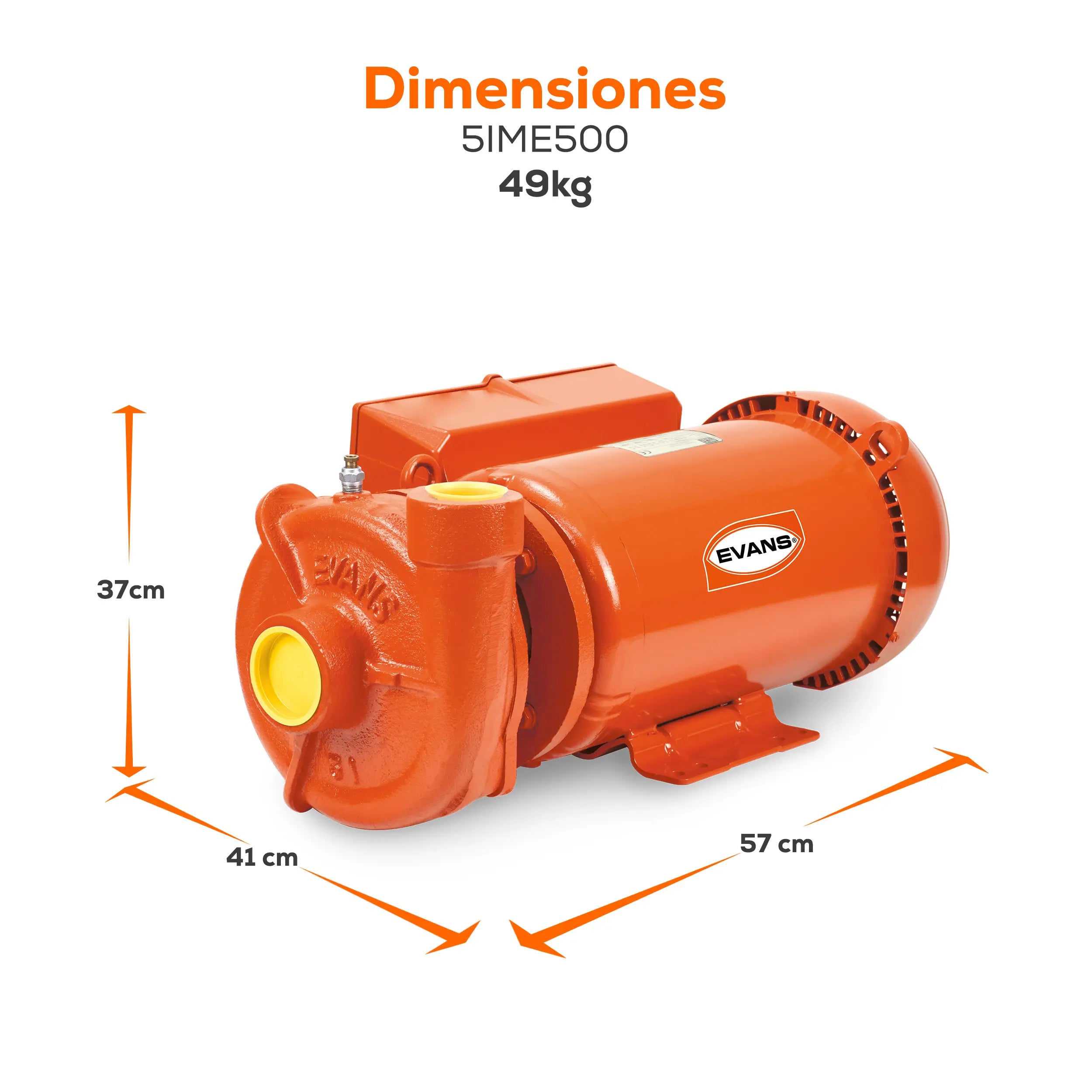 Bomba centrífuga 5 HP 823 LPM 220 V monofásico Marca EVANS. Modelo: 5IME500