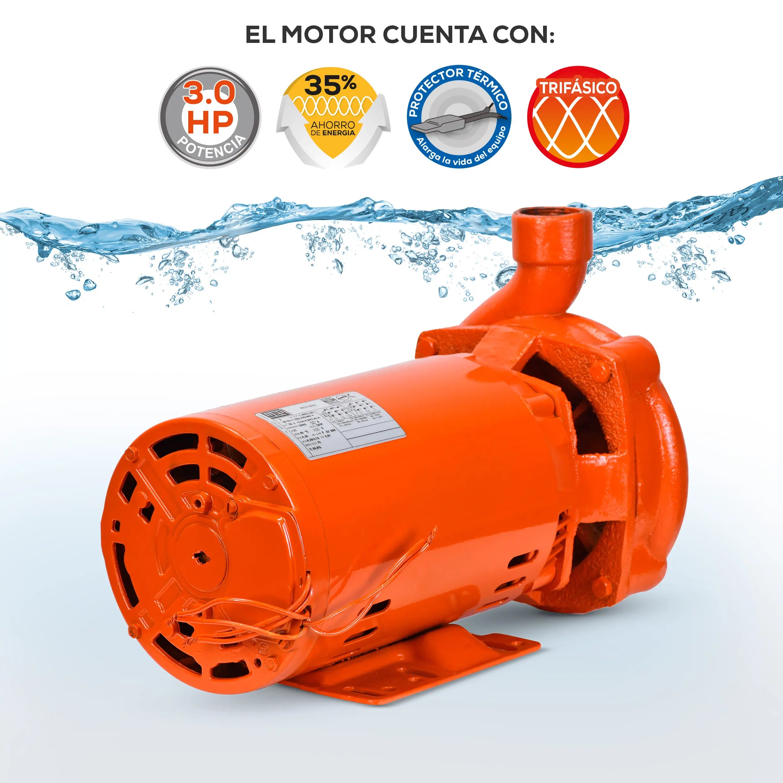 Bomba centrífuga 3 HP 460 LPM 220/440 V trifásico Marca EVANS. Modelo: 6HME0300A