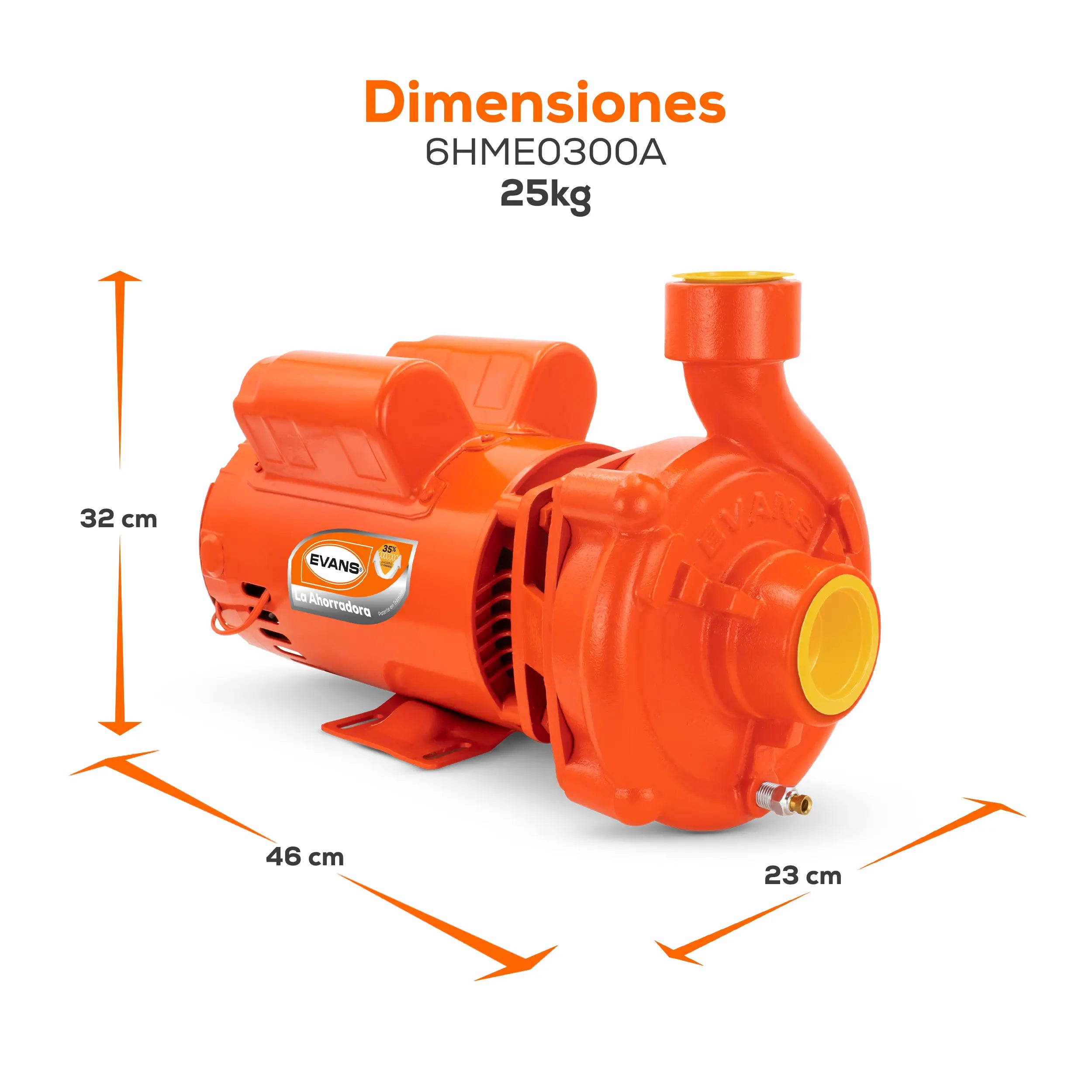Bomba centrífuga 3 HP 460 LPM 220/440 V trifásico Marca EVANS. Modelo: 6HME0300A