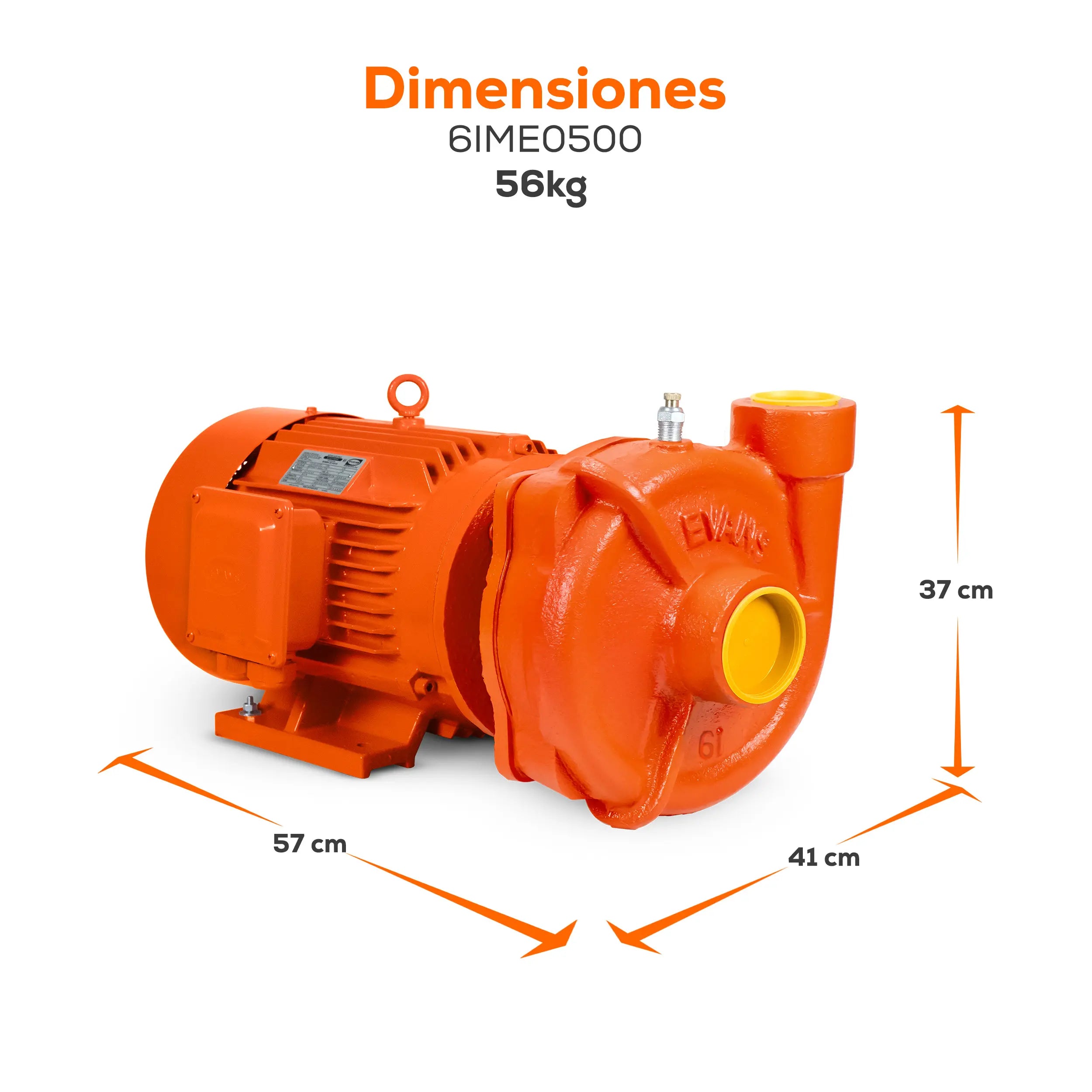 Bomba centrífuga 5 HP 36.5 LPM 220/440 V trifásico Marca EVANS. Modelo: 6IME0500