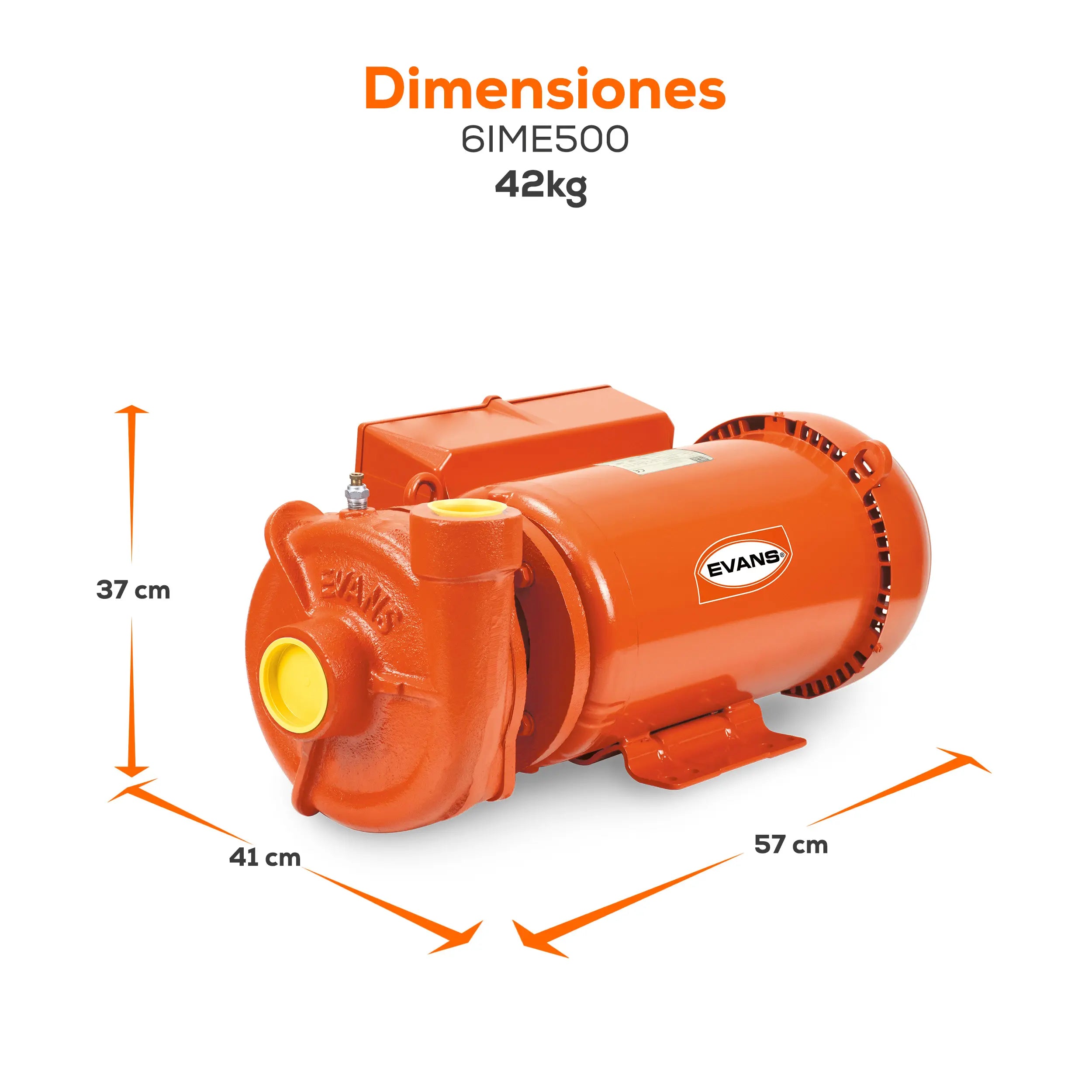 Bomba centrífuga 5 HP 1020 LPM 220 V monofásico Marca EVANS. Modelo: 6IME500