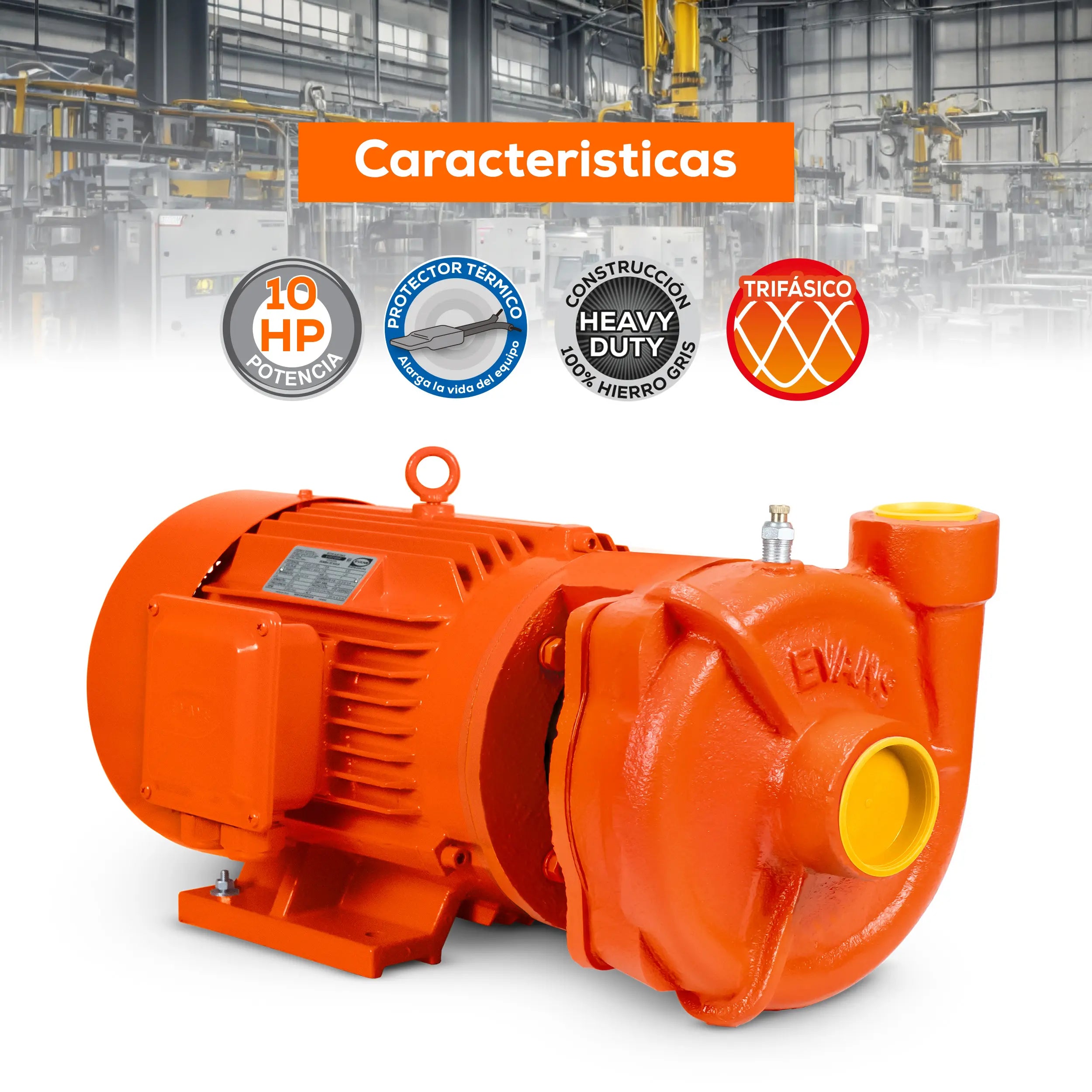 Bomba centrífuga 10 HP 1540 LPM 220/440 V trifásico Marca EVANS. Modelo: 7IME1000