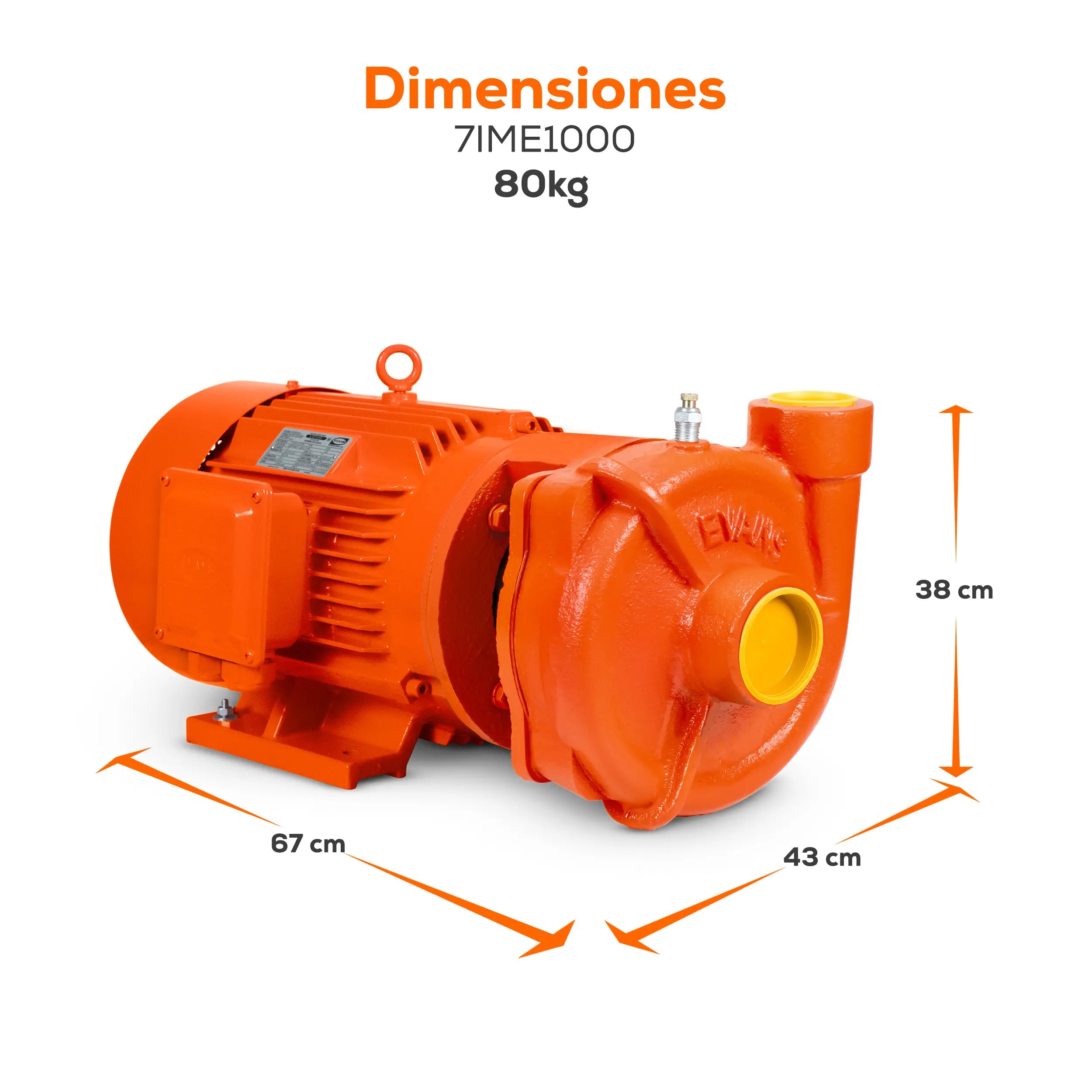 Bomba centrífuga 10 HP 1540 LPM 220/440 V trifásico Marca EVANS. Modelo: 7IME1000