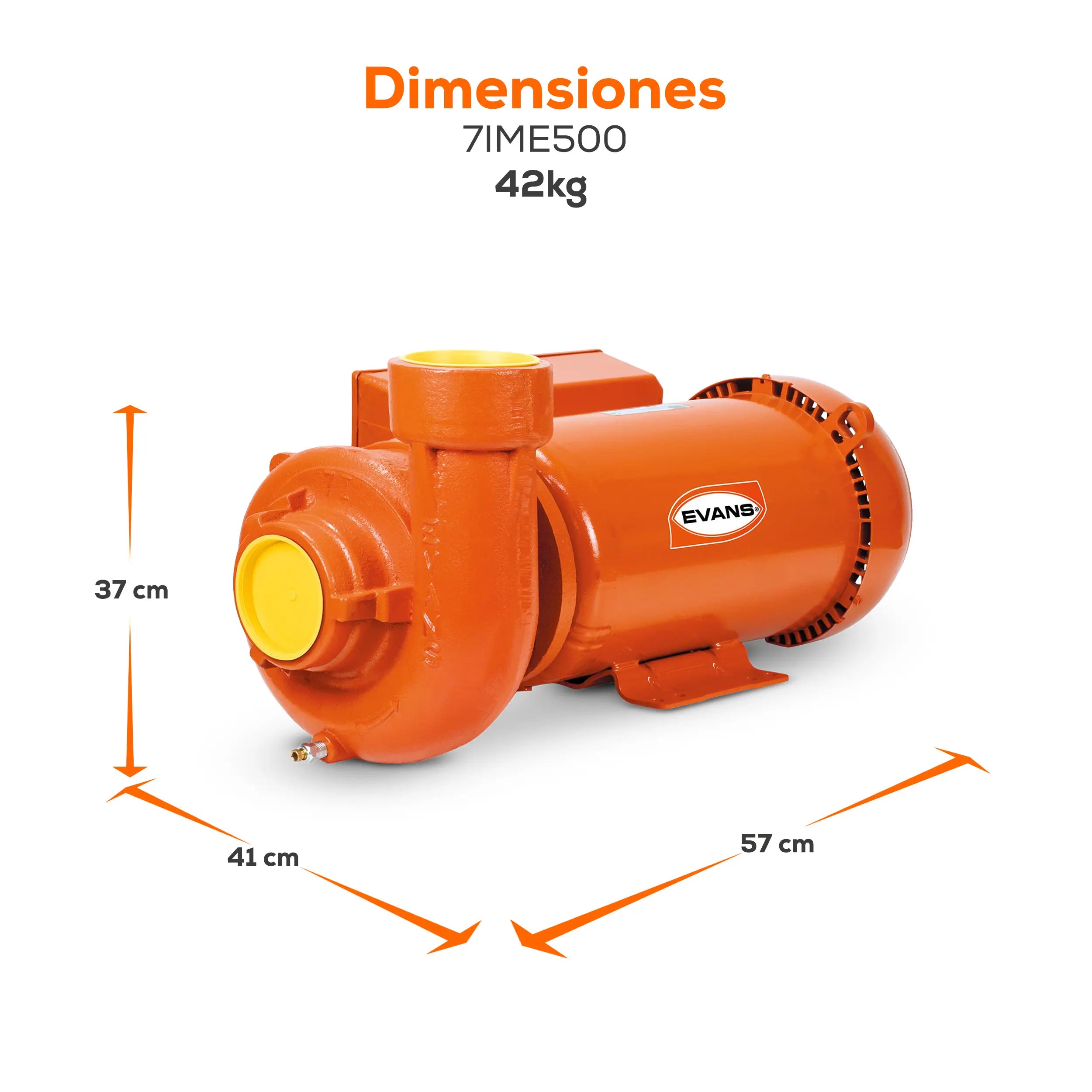 Bomba centrífuga 5 HP 1380 LPM 220 V monofásico Marca EVANS. Modelo: 7IME500