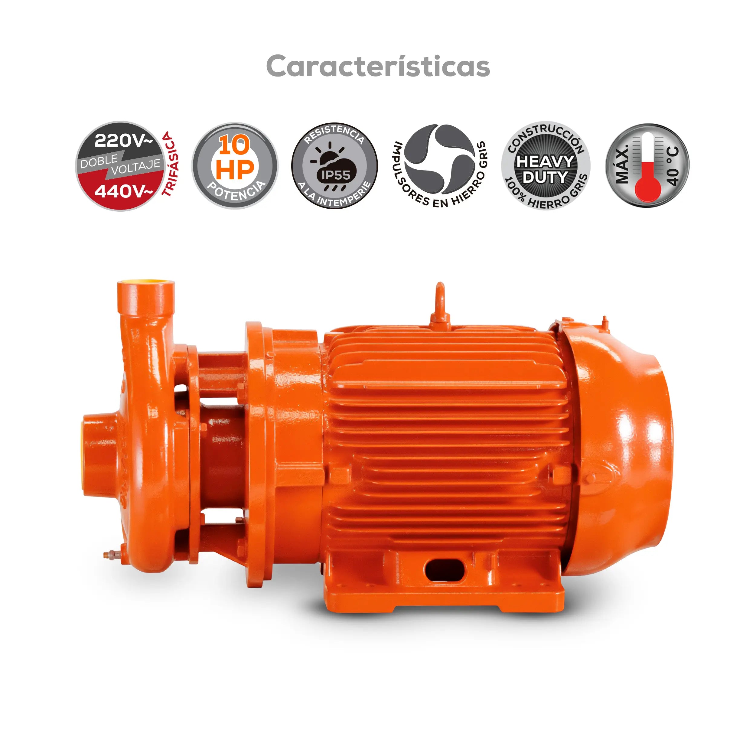 Bomba centrífuga 10 HP 780 LPM 220/440 V trifásico Marca EVANS. Modelo: 8IME1000