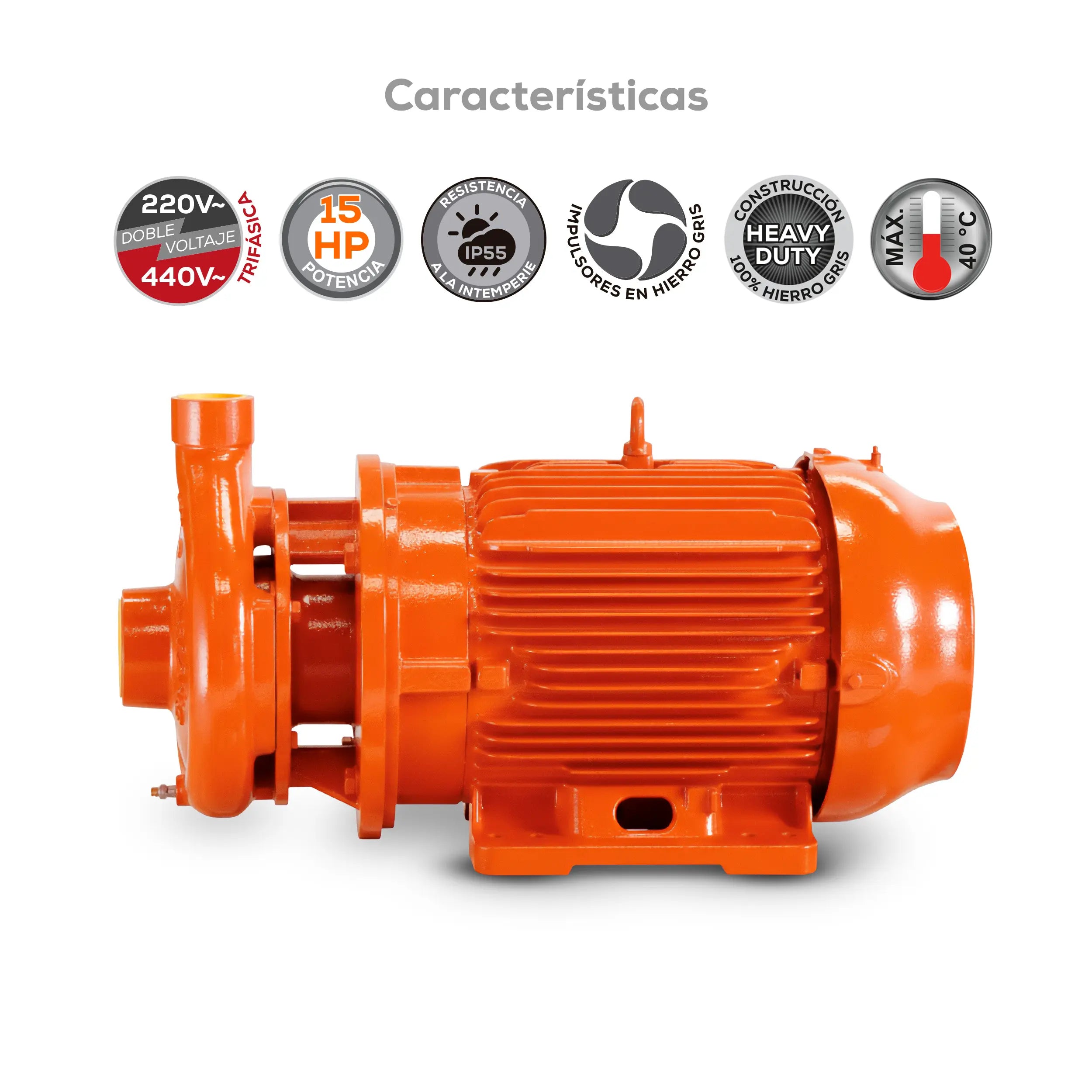 Bomba centrífuga 15 HP 960 LPM 220/440 V trifásico Marca EVANS. Modelo: 8IME1500