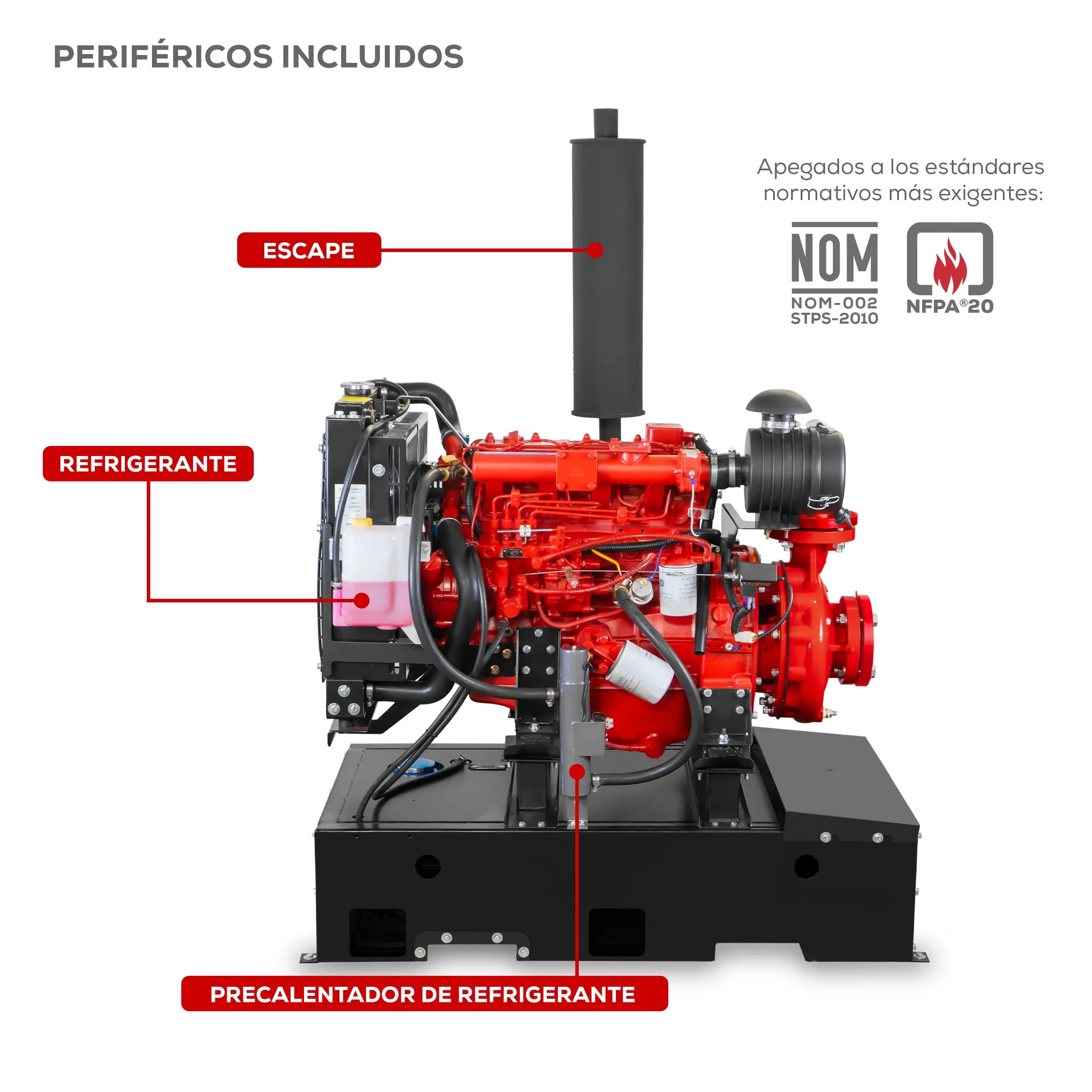 Bomba contra incendio 65 HP 5183 LPM 24 V Marca EVANS. Modelo: 9IAMD6500F-SCI