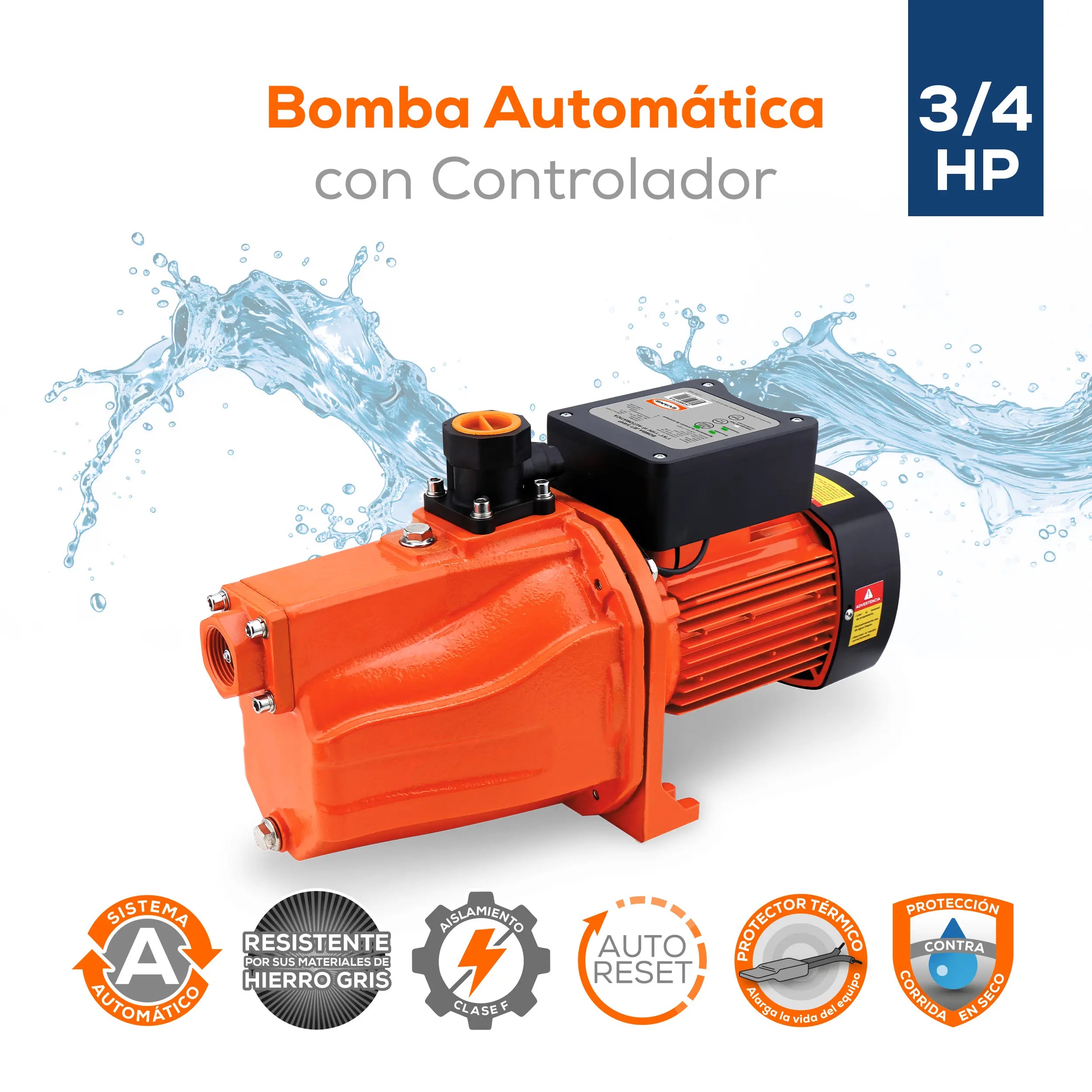 Bomba presurizadora 3/4 HP 115 V monofásico Marca EVANS. Modelo: JX2ME075-A