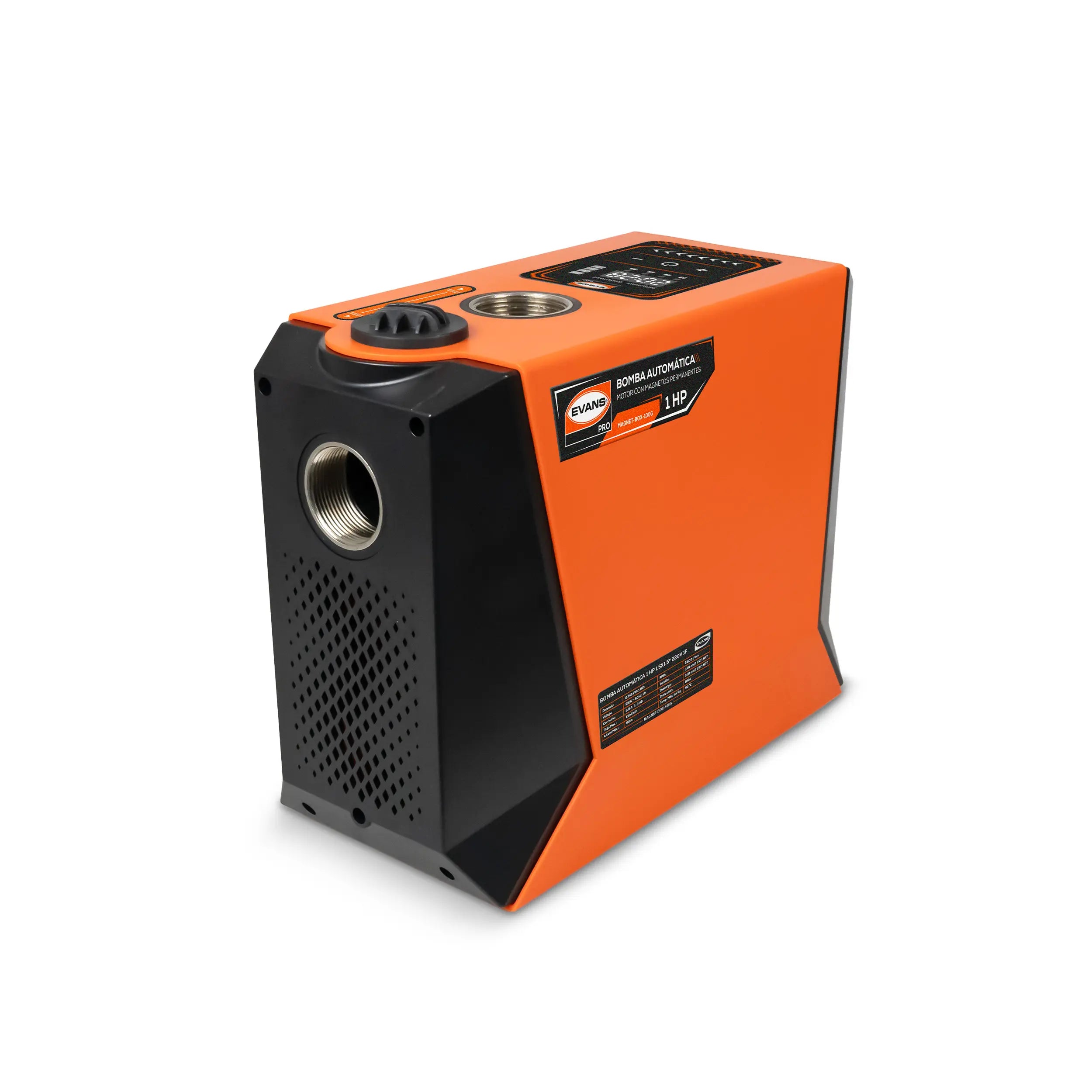 Bomba presurizadora 1 HP 130 LPM 220 V monofásico Marca EVANS. Modelo: MAGNET-BOX-100G