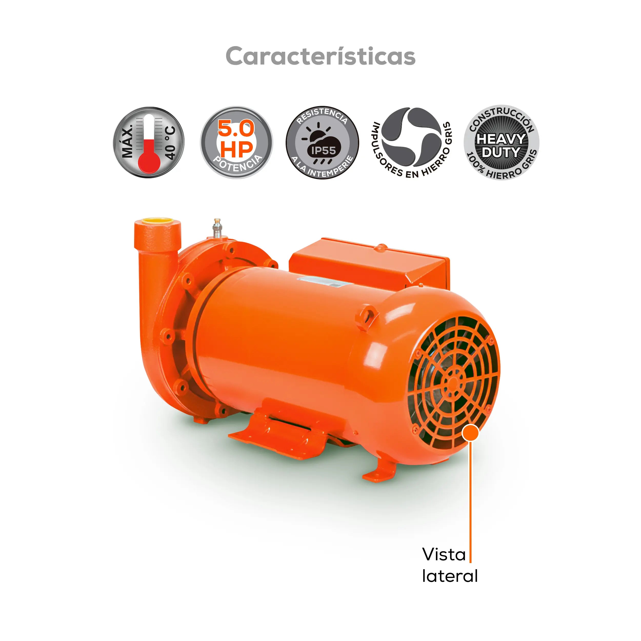 Bomba centrífuga 5 HP 511 LPM 220 V monofásico Marca EVANS. Modelo: MT1AME500