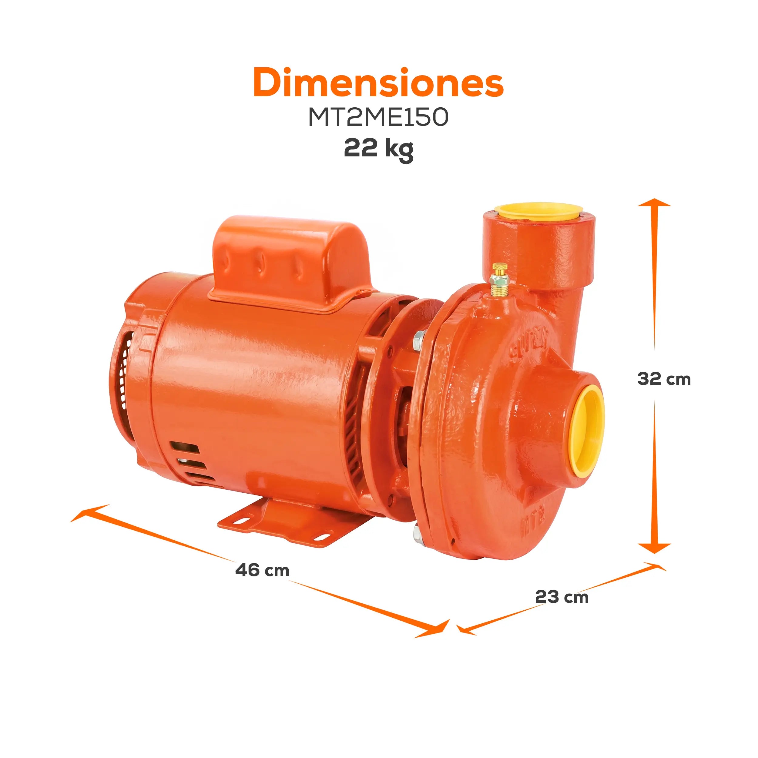 Bomba centrífuga 1.5 HP 510 LPM 127/220 V monofásico Marca EVANS. Modelo: MT2ME150