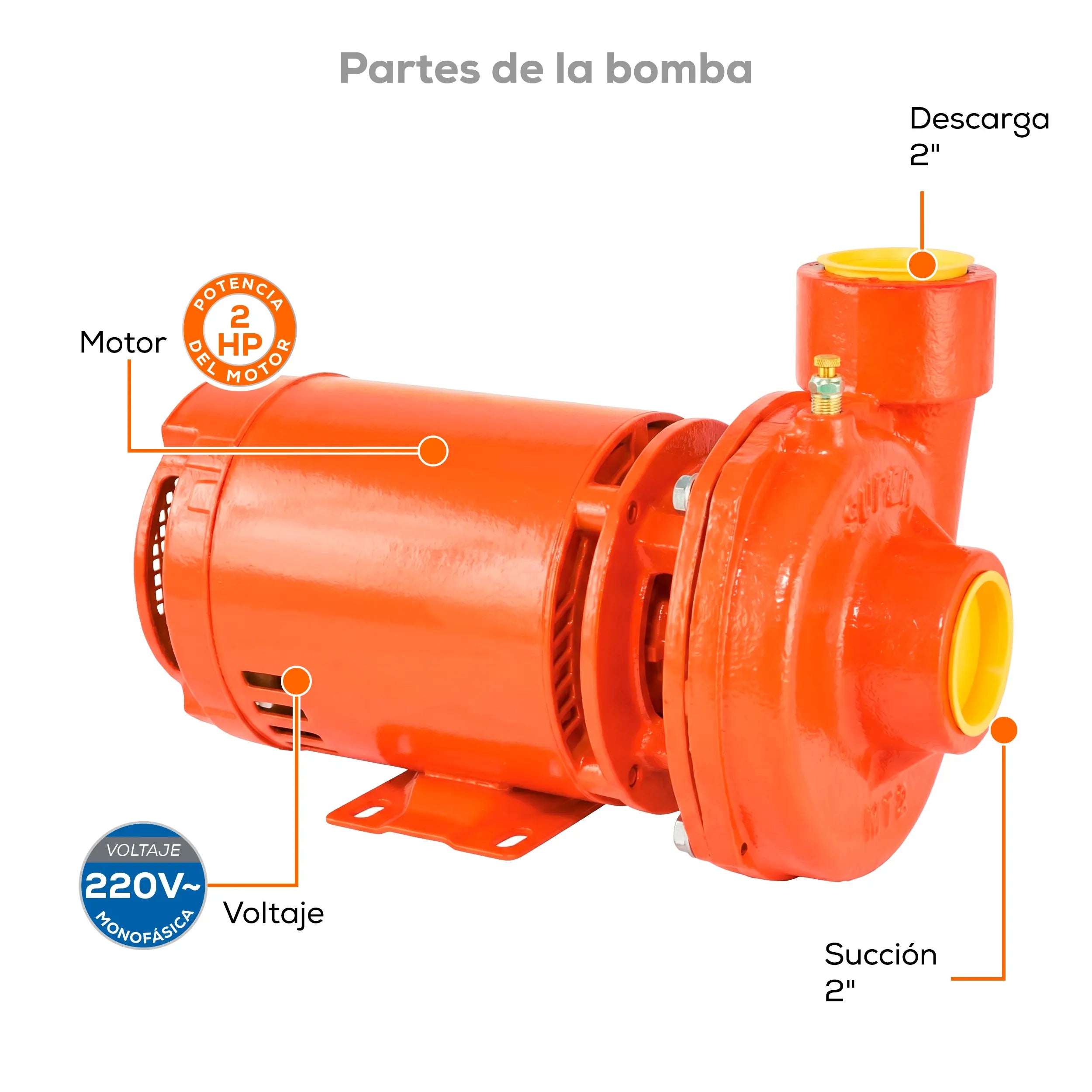 Bomba centrífuga 2 HP 580 LPM 127/220 V monofásico Marca EVANS. Modelo: MT2ME200