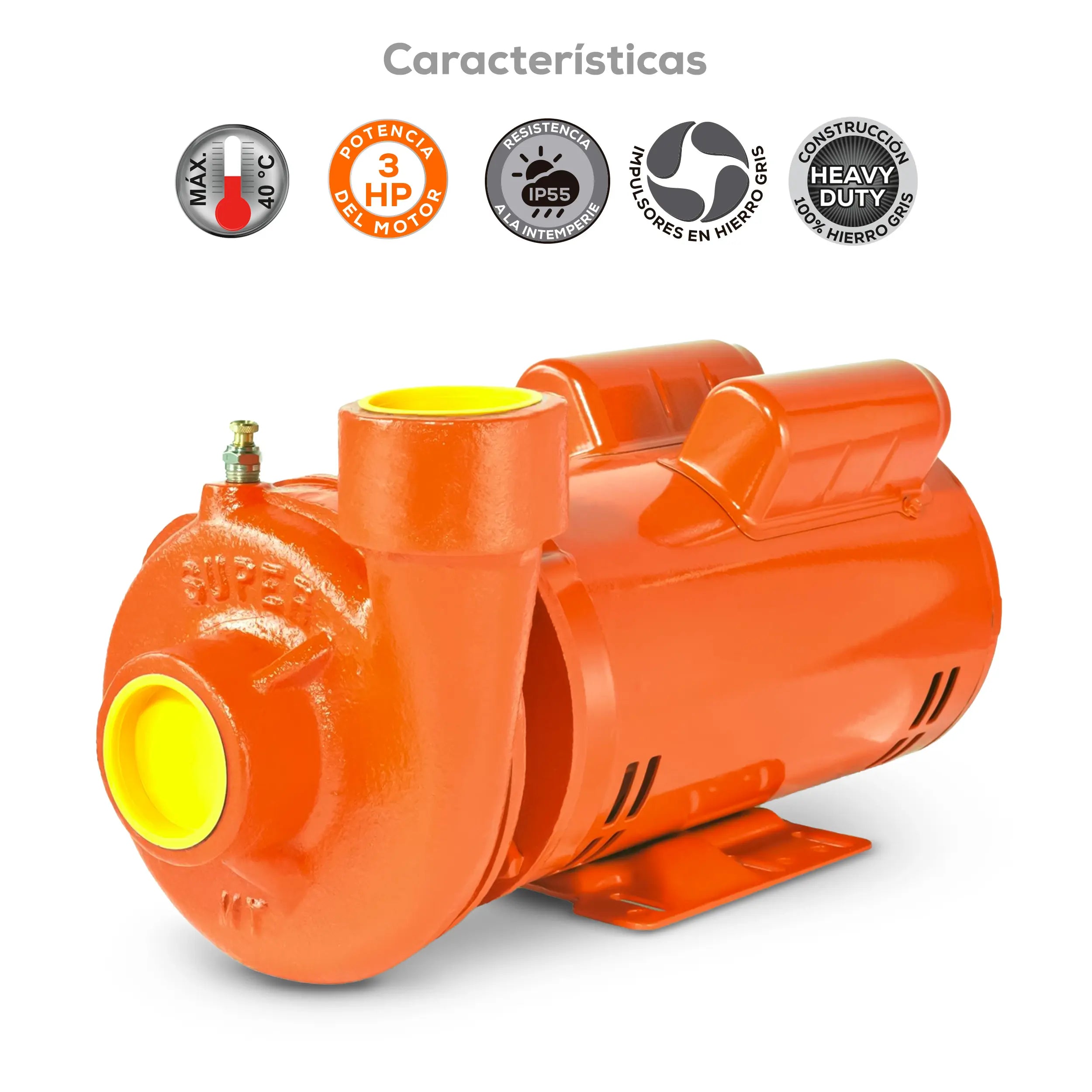 Bomba centrífuga 3 HP 623 LPM 220 V monofásico Marca EVANS. Modelo: MT2ME300