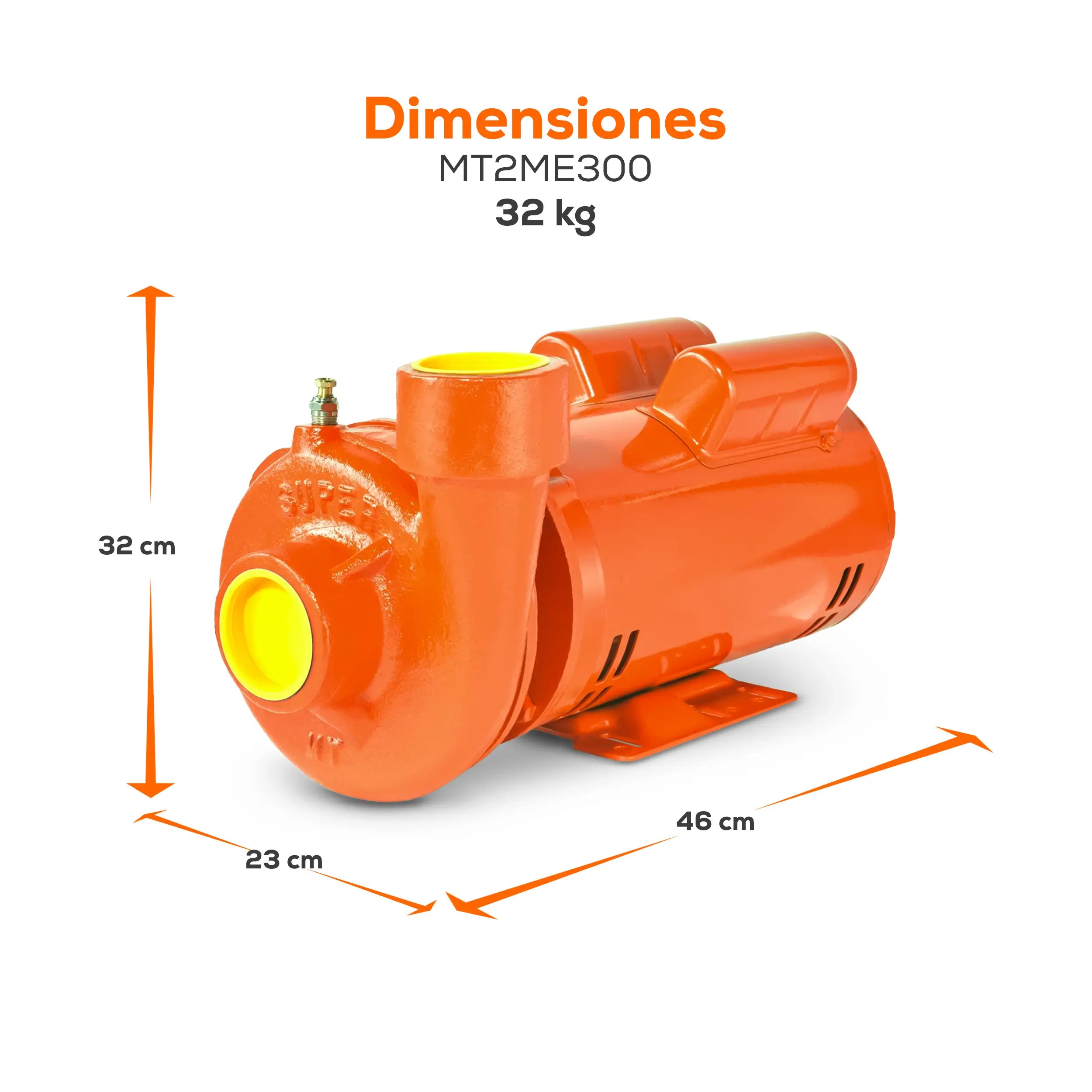 Bomba centrífuga 3 HP 623 LPM 220 V monofásico Marca EVANS. Modelo: MT2ME300