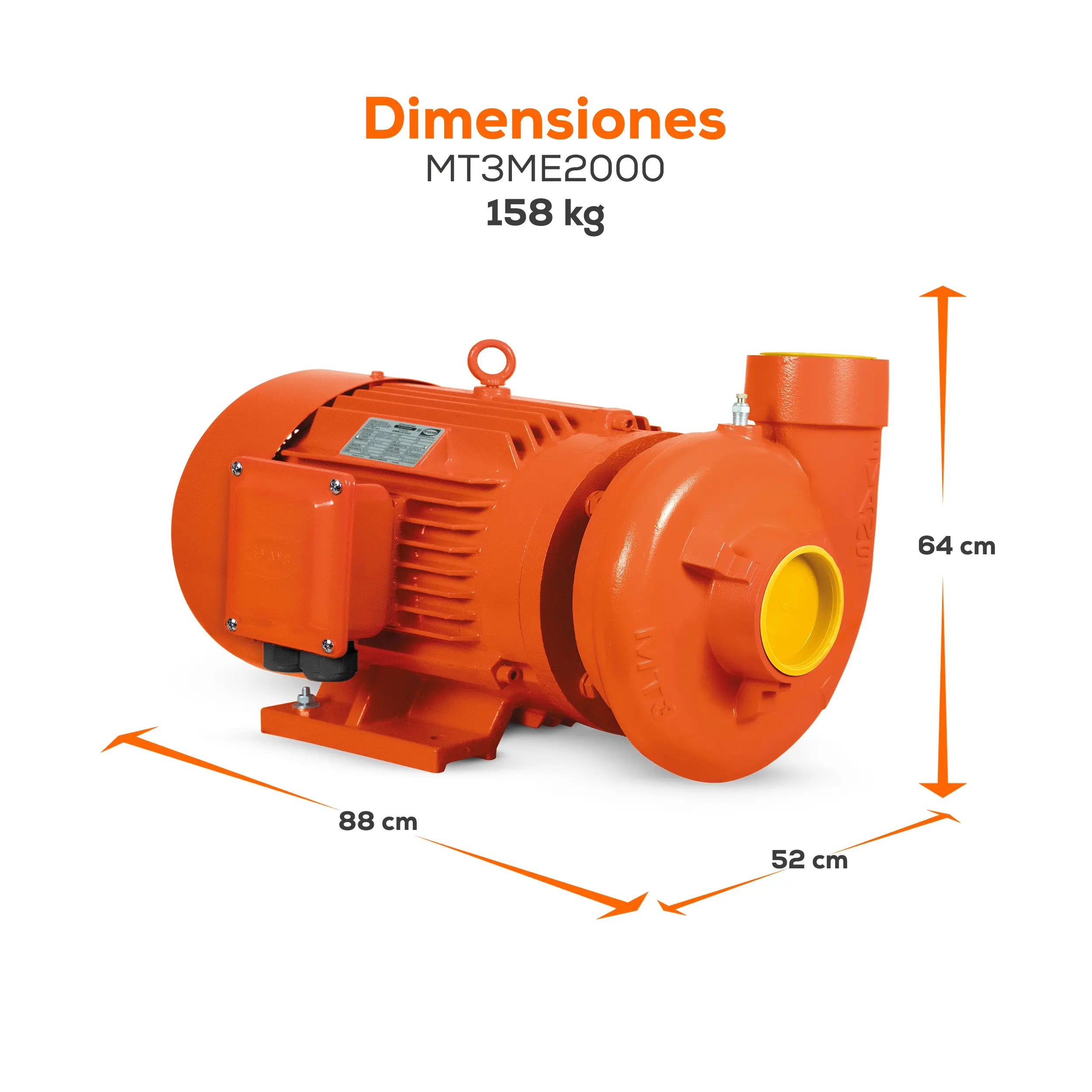 Bomba centrífuga 20 HP 2163.3 LPM 220/440 V trifásico Marca EVANS. Modelo: MT3ME2000