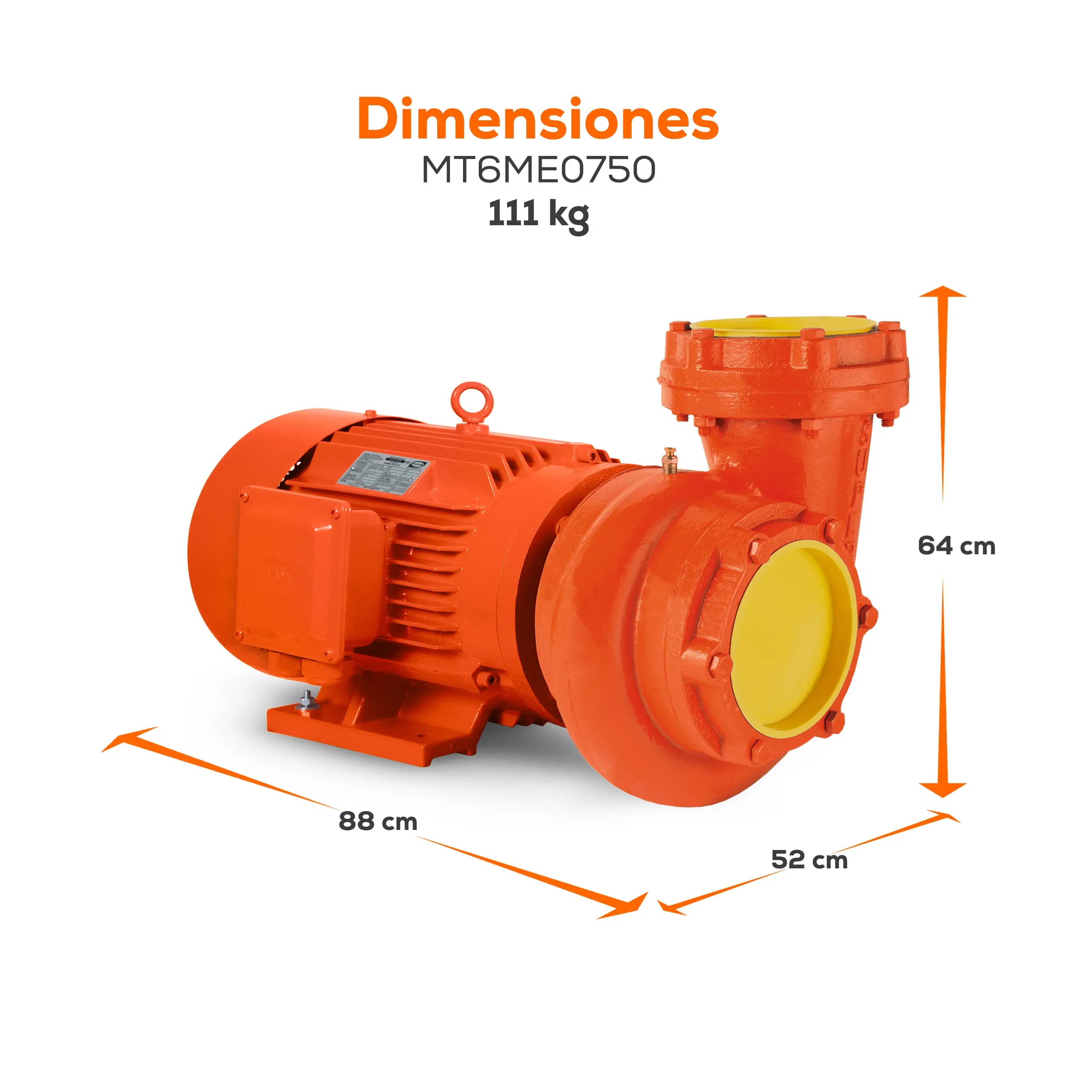 Bomba centrífuga 7.5 HP 4463.5 LPM 220/440 V trifásico Marca EVANS. Modelo: MT6ME07504