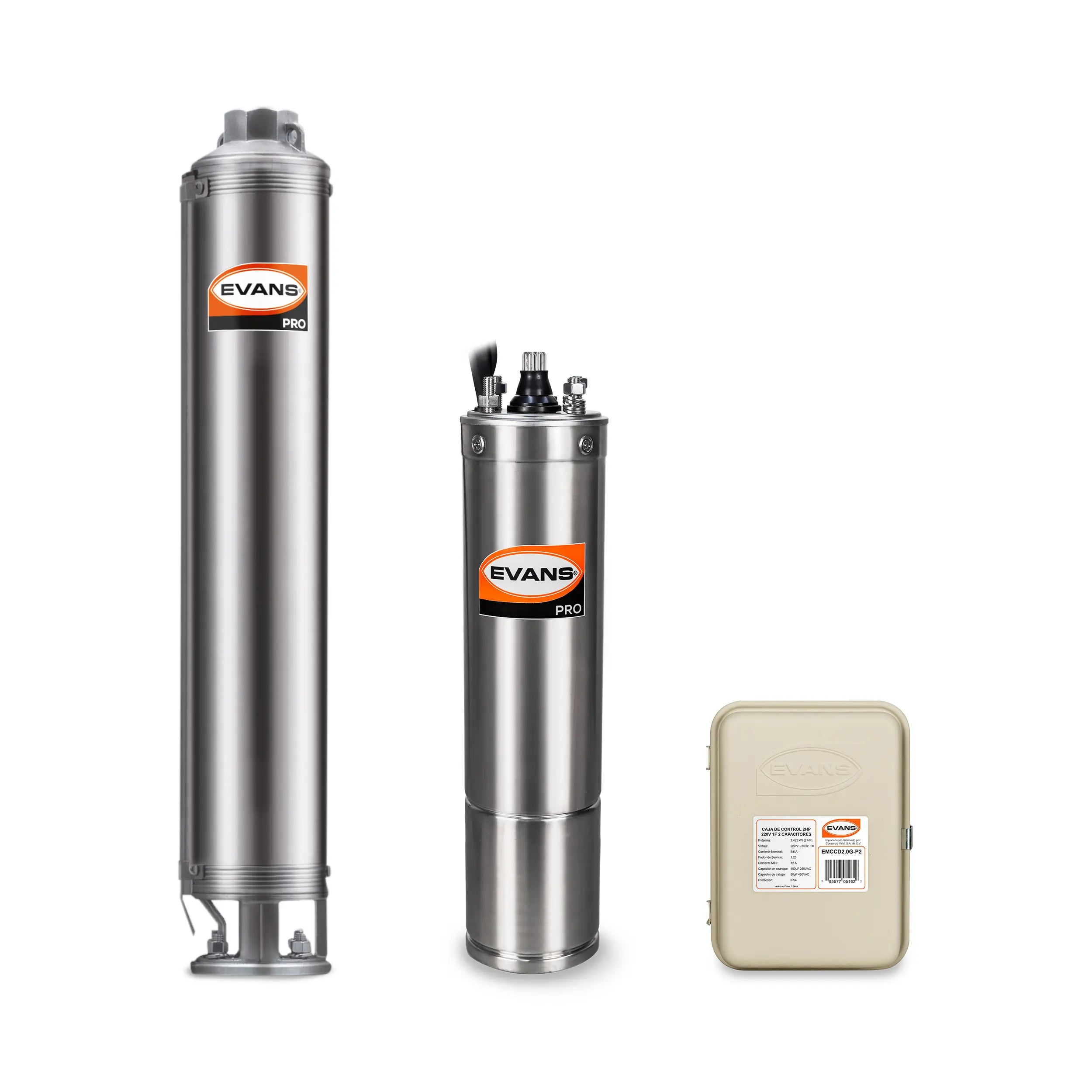 Equipo de riego sumergible 10GPM 1/2 HP 80 LPM 115 V monofásico Marca EVANS. Modelo: K-SS410ME050F3