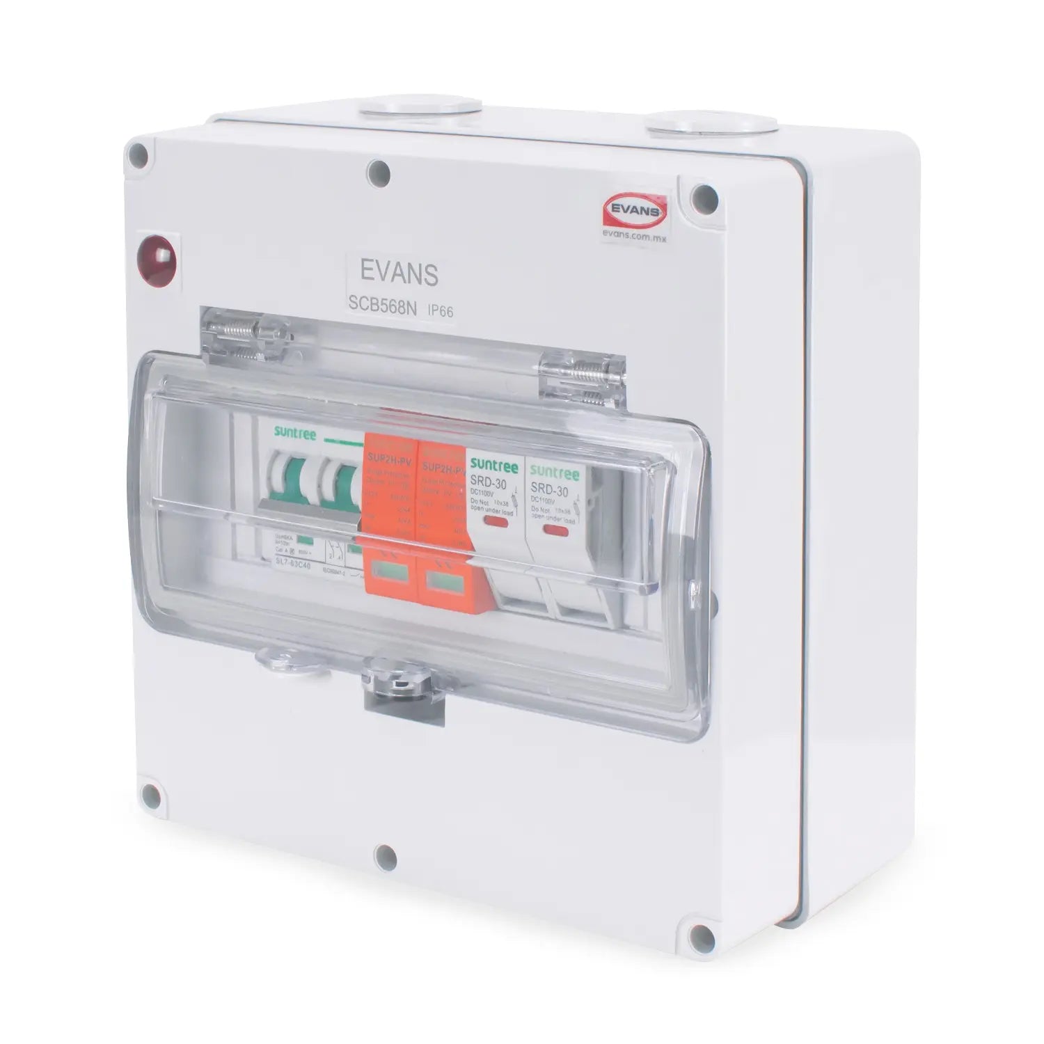 Caja de Protecciones Solar Mini Marca EVANS. Modelo: AB-CP-MINI