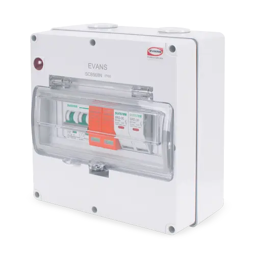 Caja de Protecciones Solar Mini Marca EVANS. Modelo: AB-CP-MINI