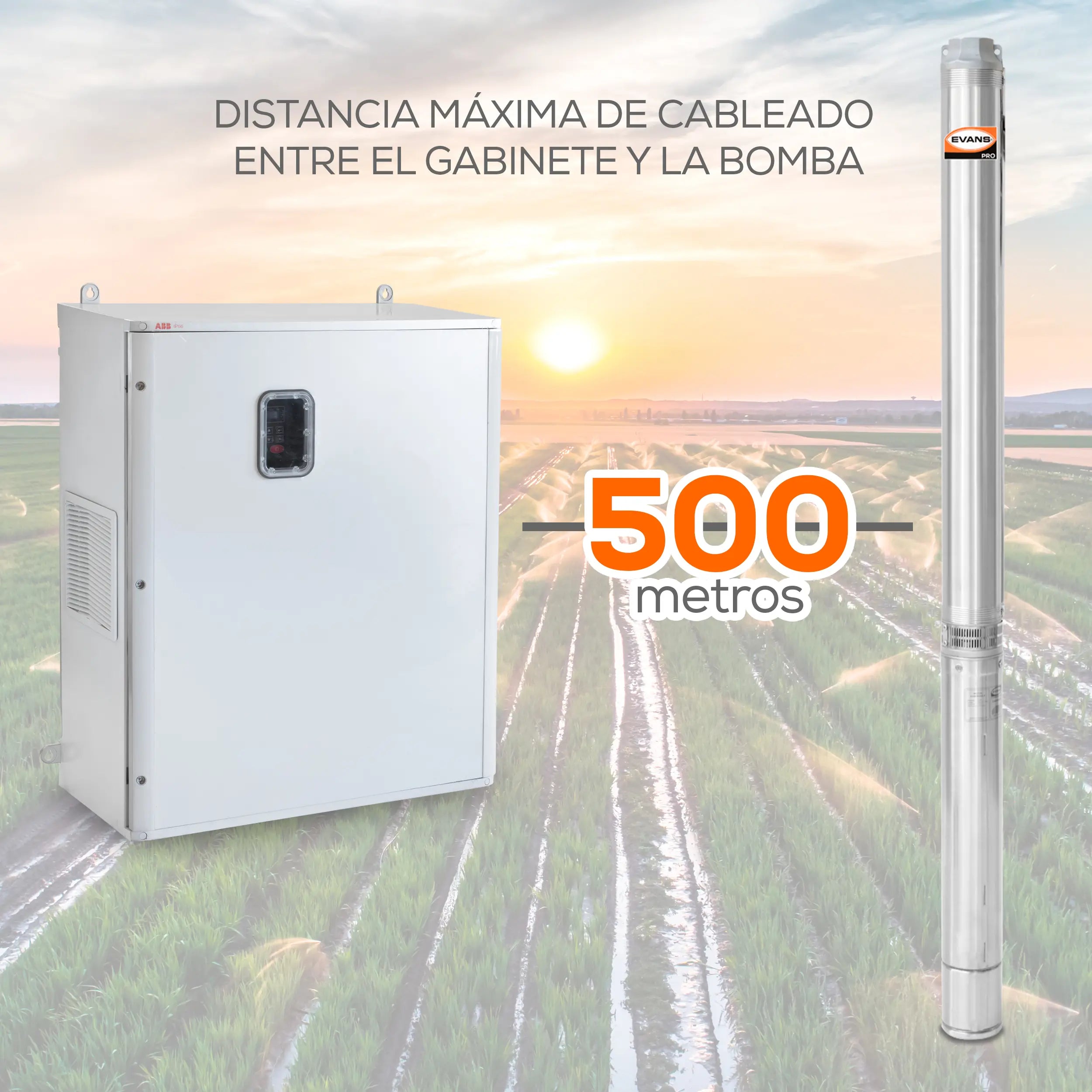 Gabinete Bombeo Solar 100HP 440V Marca EVANS. Modelo: AB-GBS100H-500M