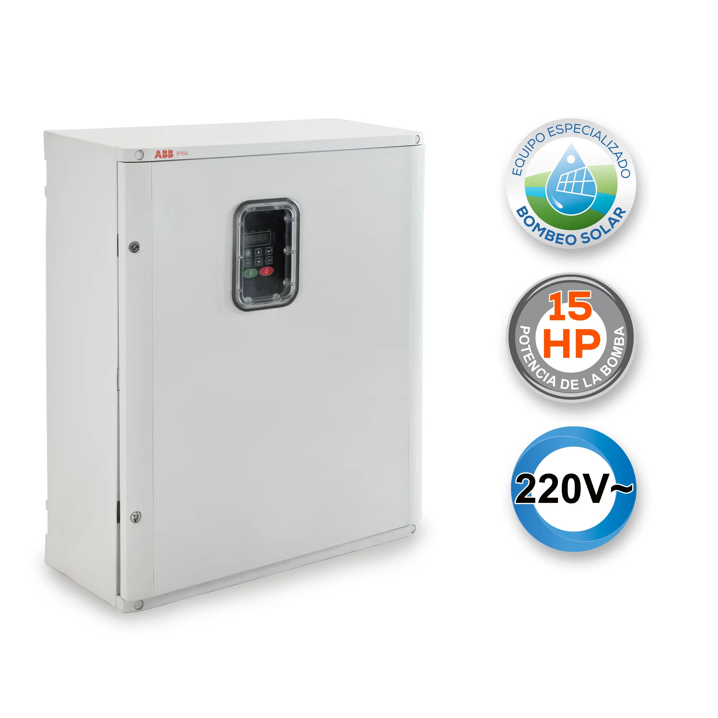 Gabinete Bombeo Solar 15 HP 220V Marca EVANS. Modelo: AB-GBS15G-50M