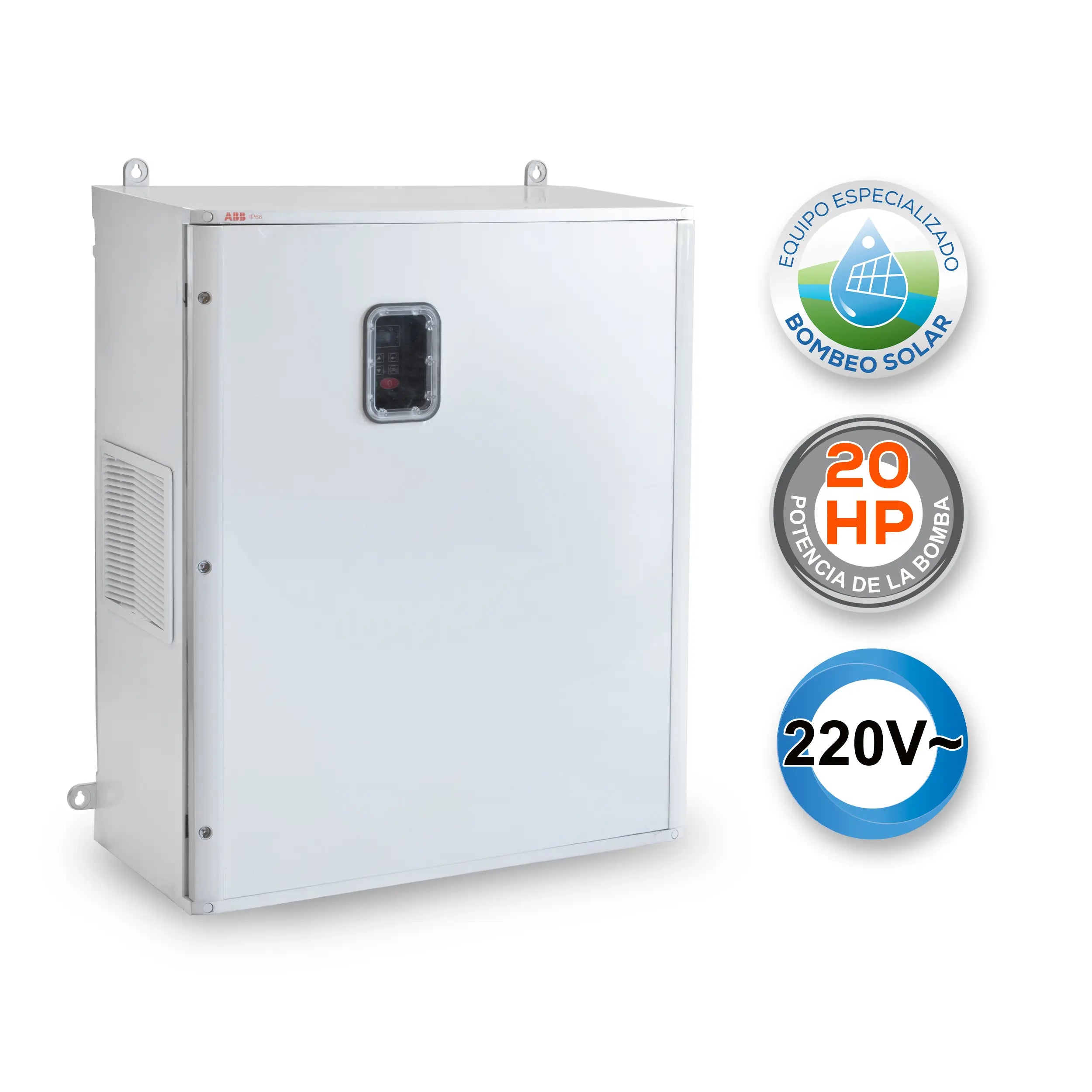 Gabinete Bombeo Solar 20 HP 220V Marca EVANS. Modelo: AB-GBS20G-500M