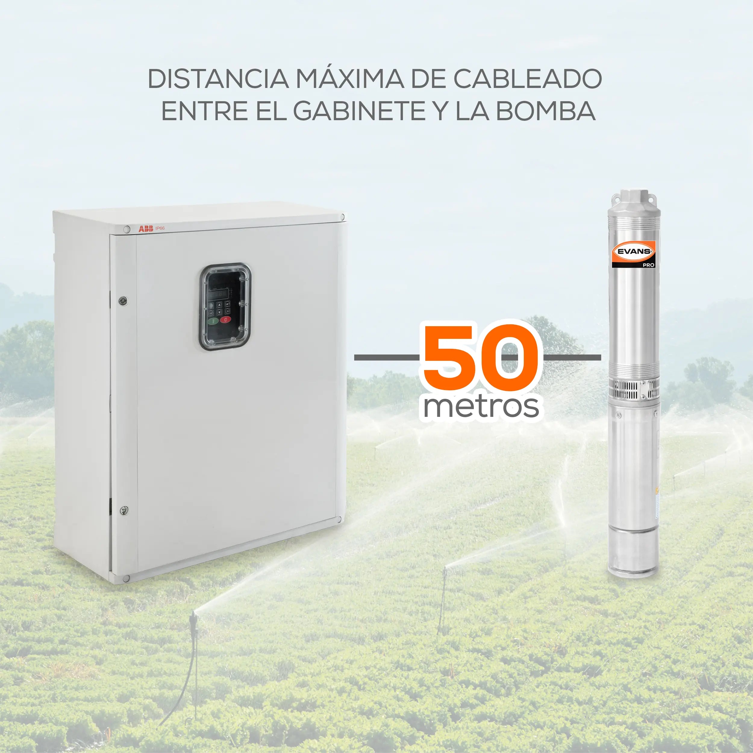 Gabinete Bombeo Solar 25 HP 220V Marca EVANS. Modelo: AB-GBS25G-50M