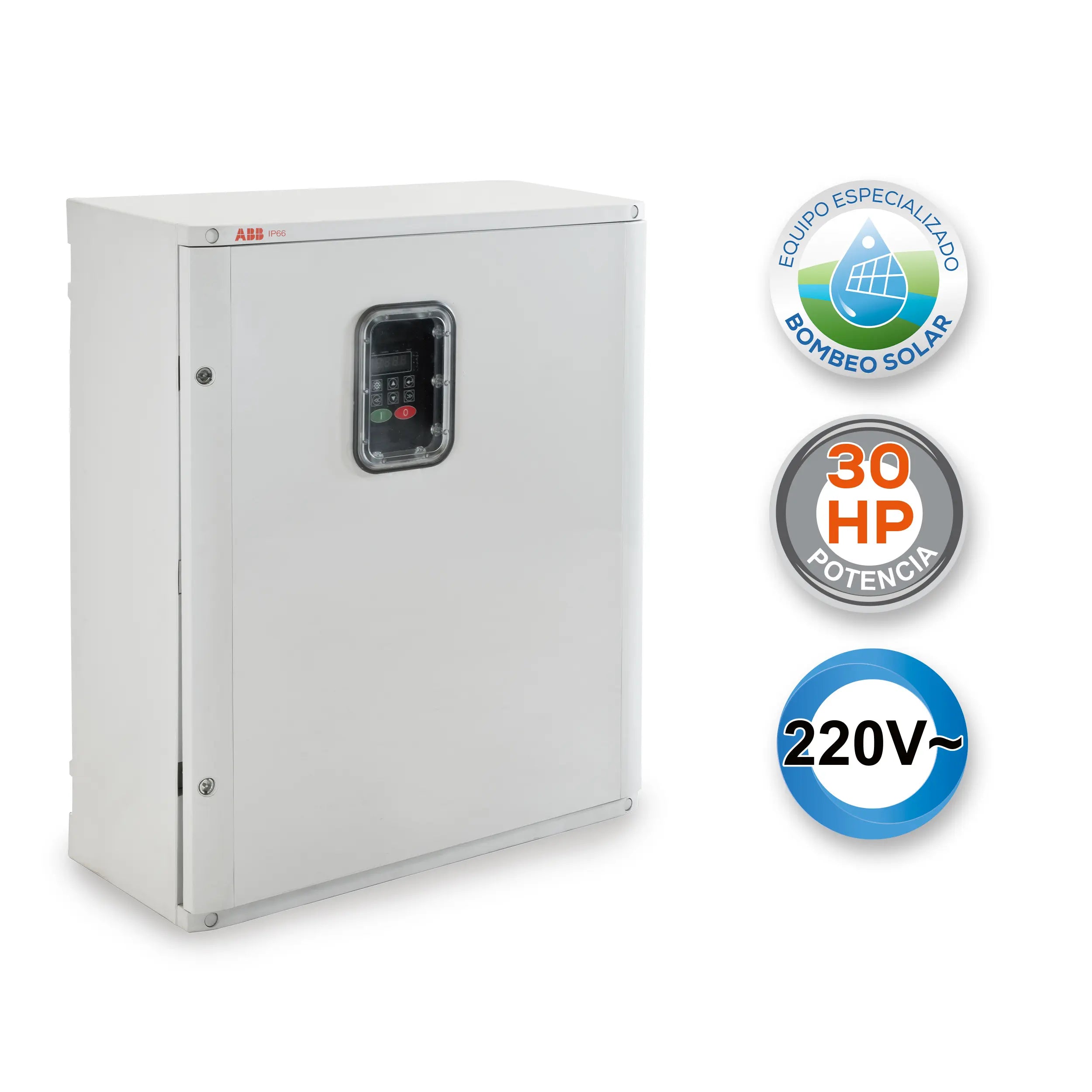 Gabinete Bombeo Solar 30 HP 220V Marca EVANS. Modelo: AB-GBS30G-50M