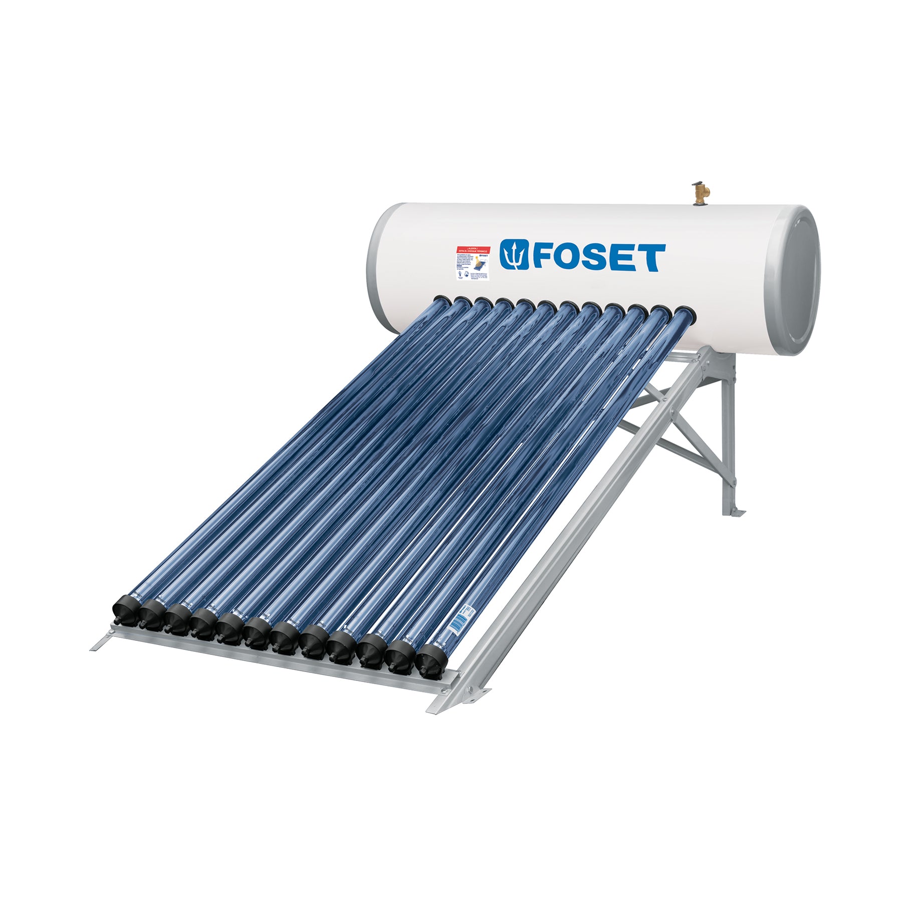 Calentador solar HeatPipe, 12 tubos, 150L, 4 personas, FOSET. Modelo: CALE-12HS
