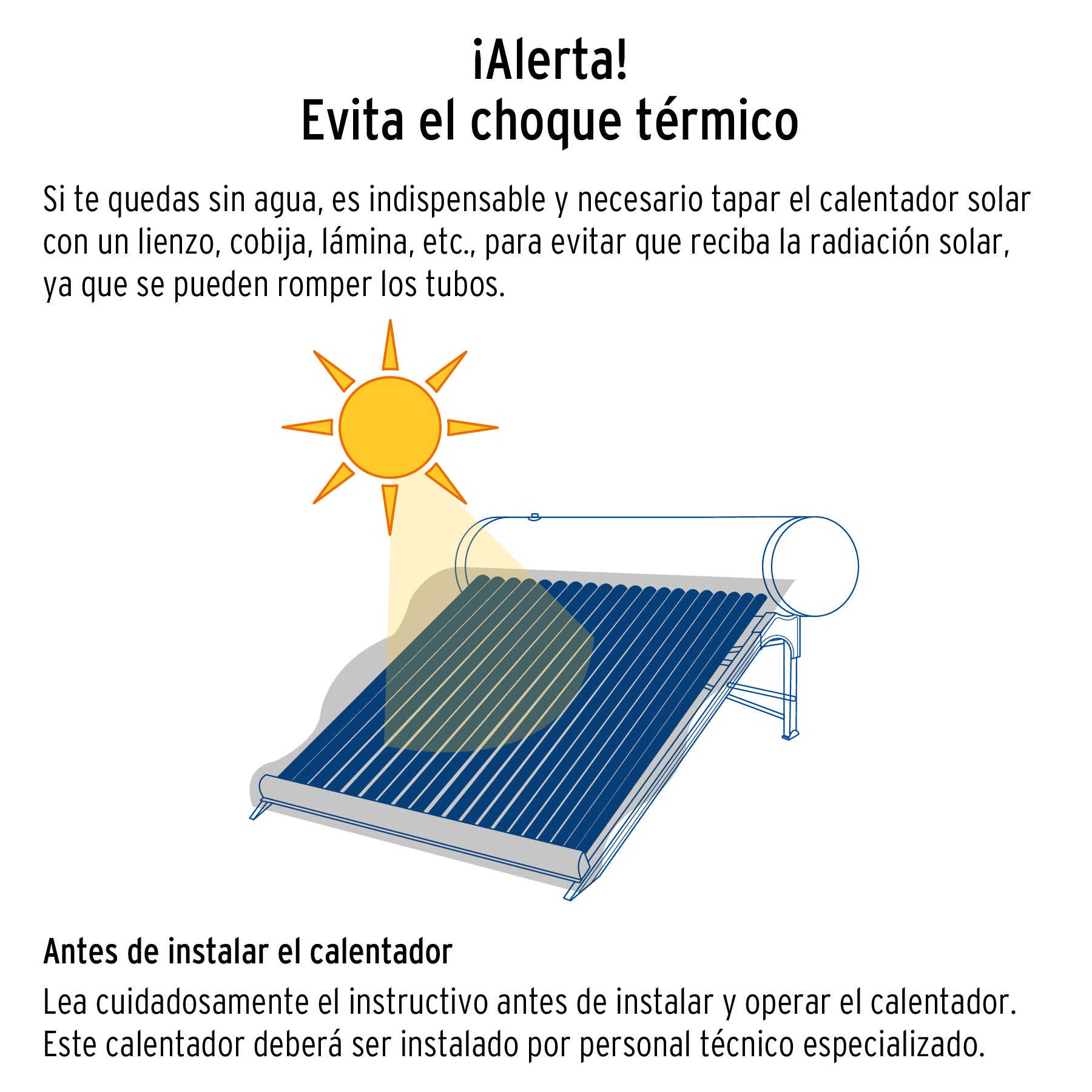 Calentador solar HeatPipe, 12 tubos, 150L, 4 personas, FOSET. Modelo: CALE-12HS