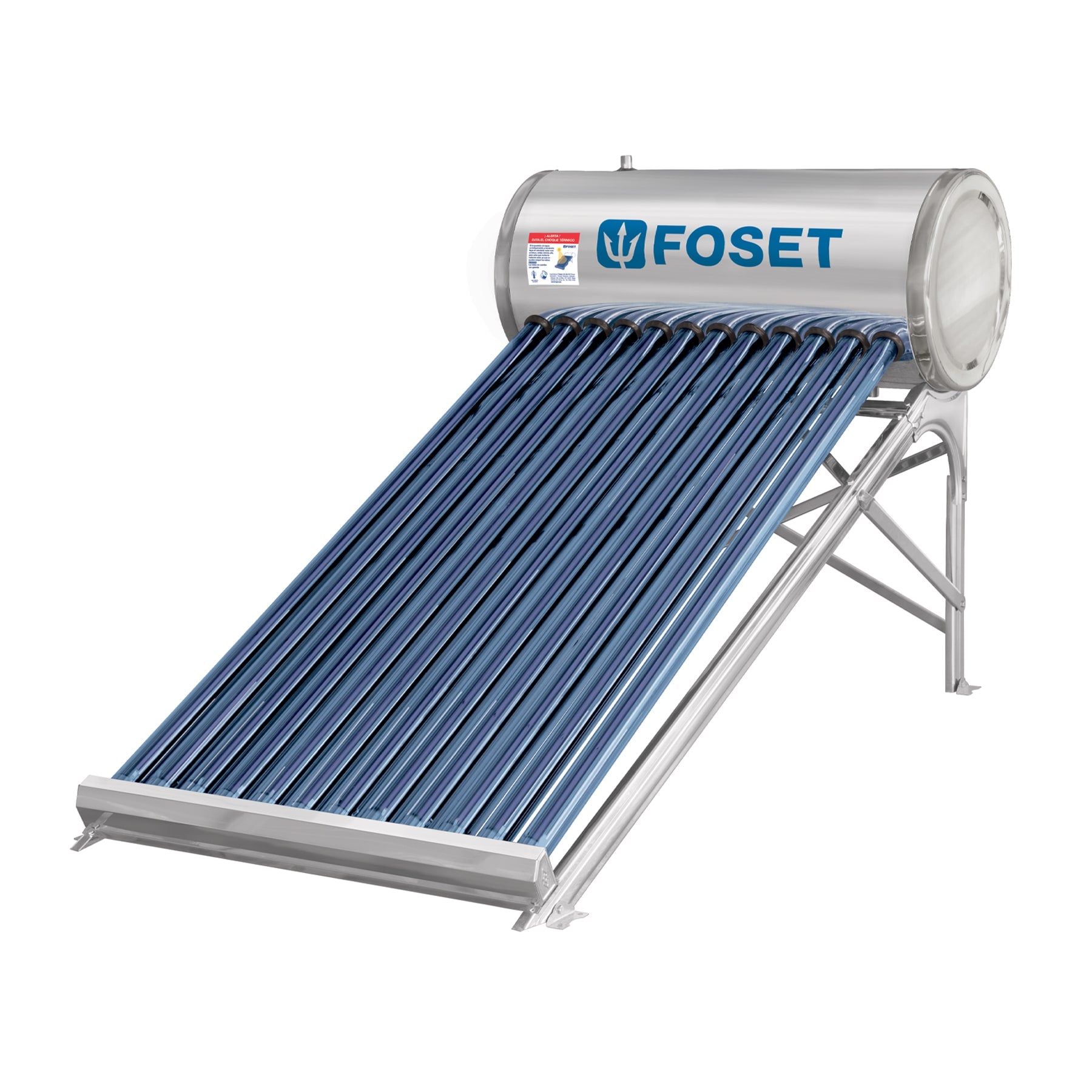 Calentador solar de agua, 12 tubos, 150L, 4 personas, FOSET. Modelo: CALE-12S