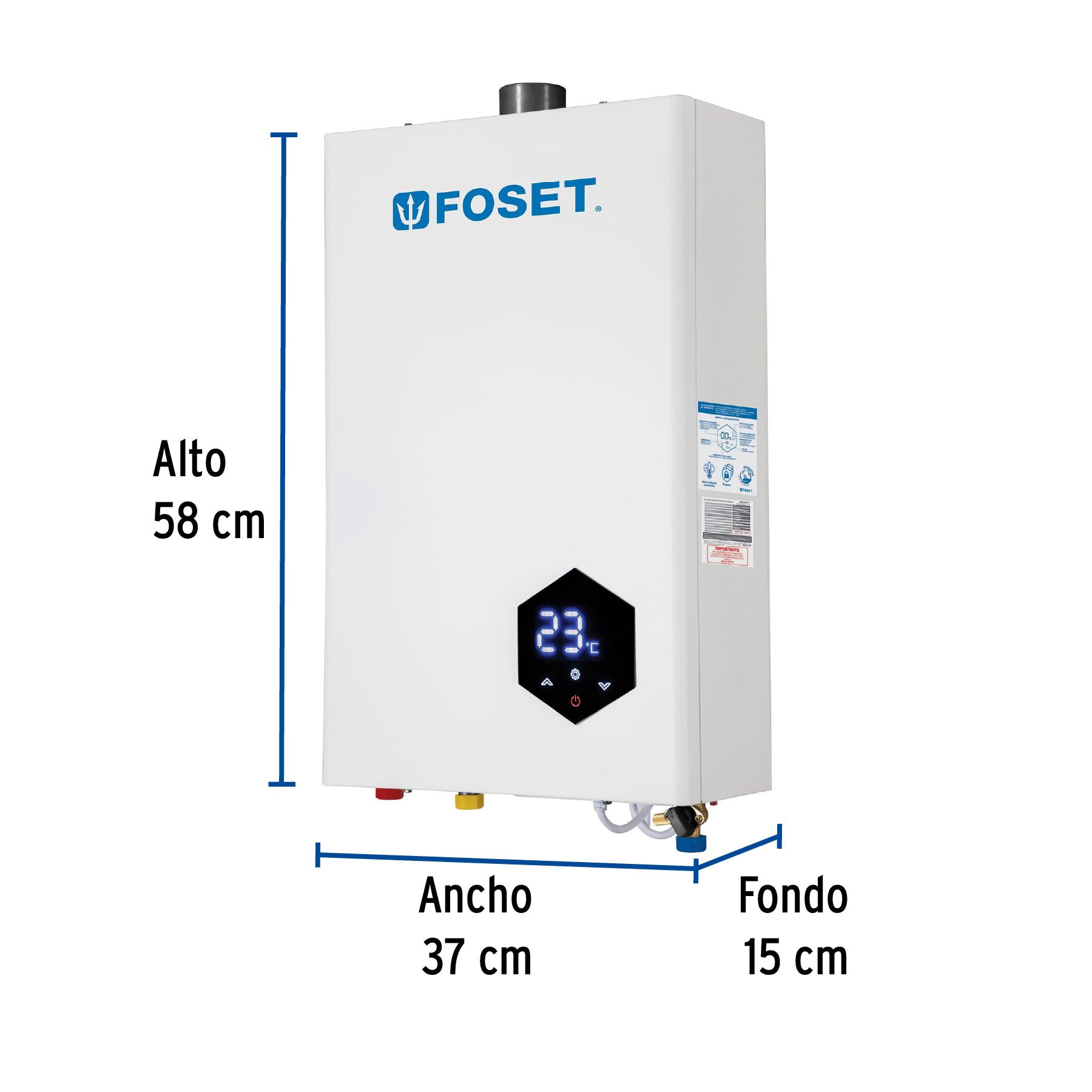 Calentador instantáneo modulante, 14L, 2 serv, gas LP, FOSET. Modelo: CALE-14IM