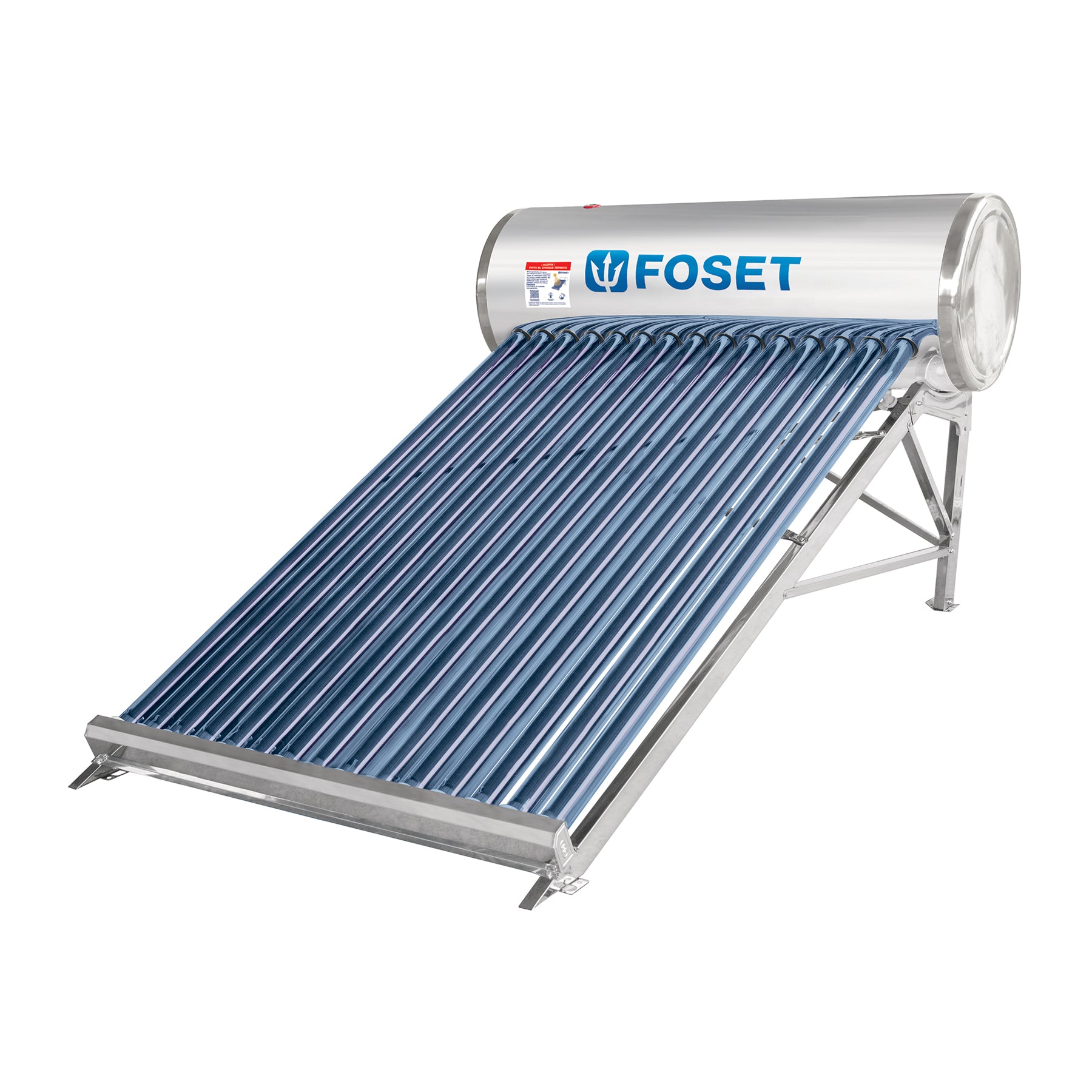 Calentador solar de agua, 15 tubos, 185 L, 5 personas, FOSET. Modelo: CALE-15S