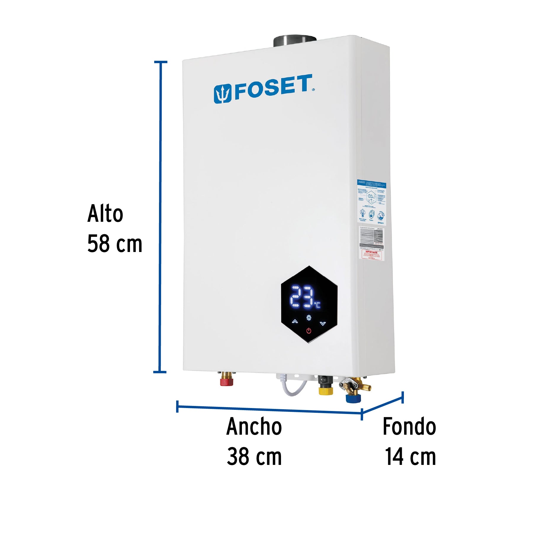 Calentador instantáneo modulante, 24L, 4 serv, gas LP, FOSET. Modelo: CALE-24IM