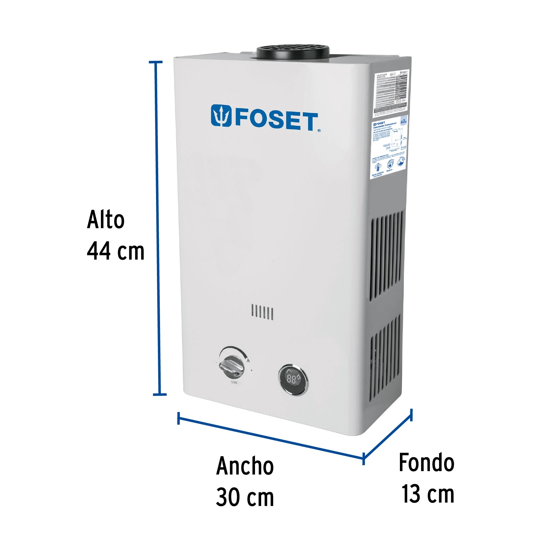 Calentador instantáneo, 6L, 1 servicio, gas natural, FOSET. Modelo: CALE-6I-N