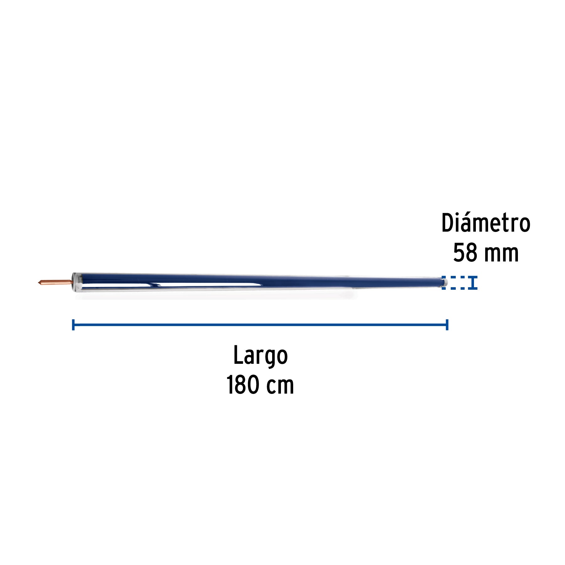 Tubo de repuesto para calentador solar heat pipe, FOSET. Modelo: CALE-TUB-H