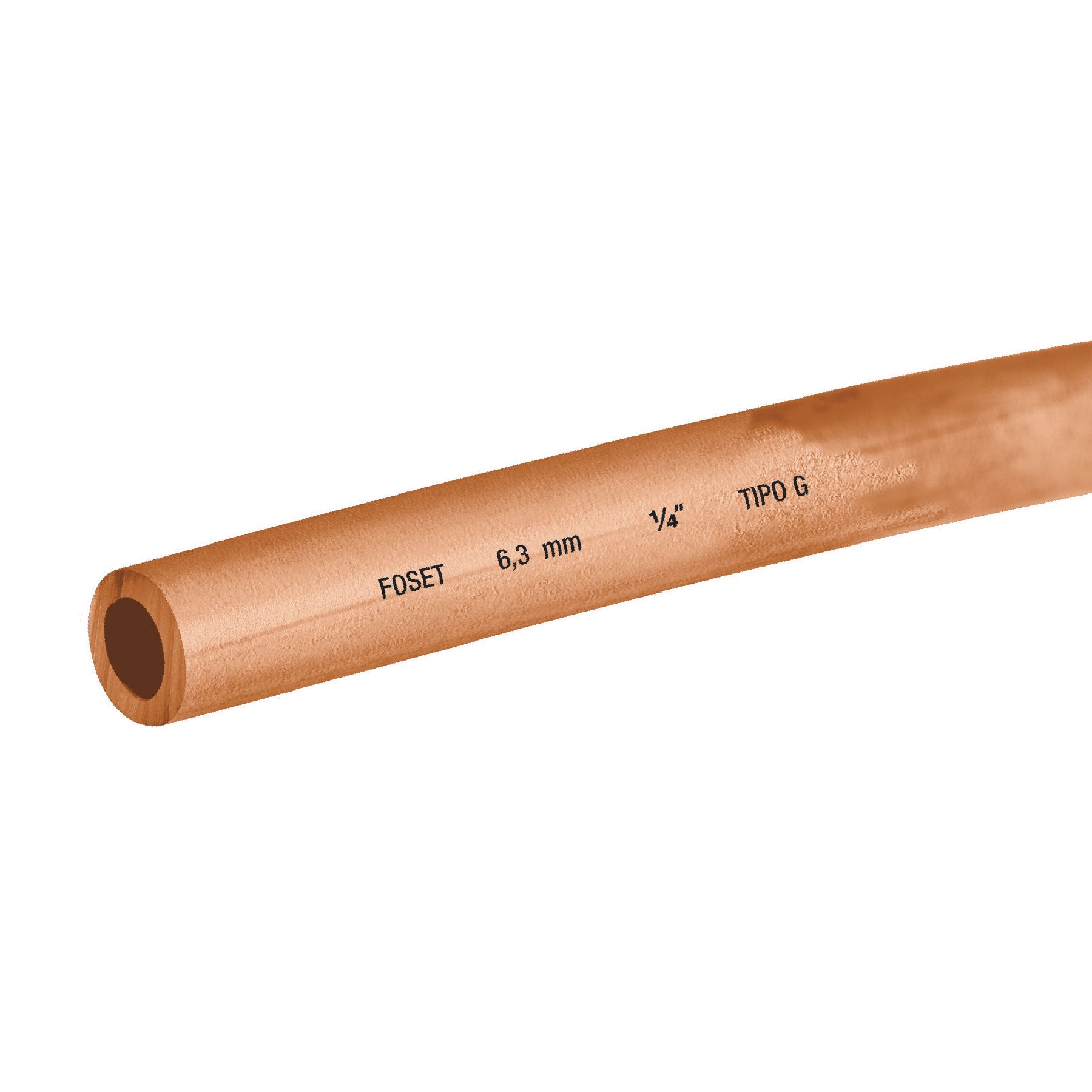Tubo flexible de cobre 1/4', rollo de 15m, 1.7kg, FOSET. Modelo: CC-001F