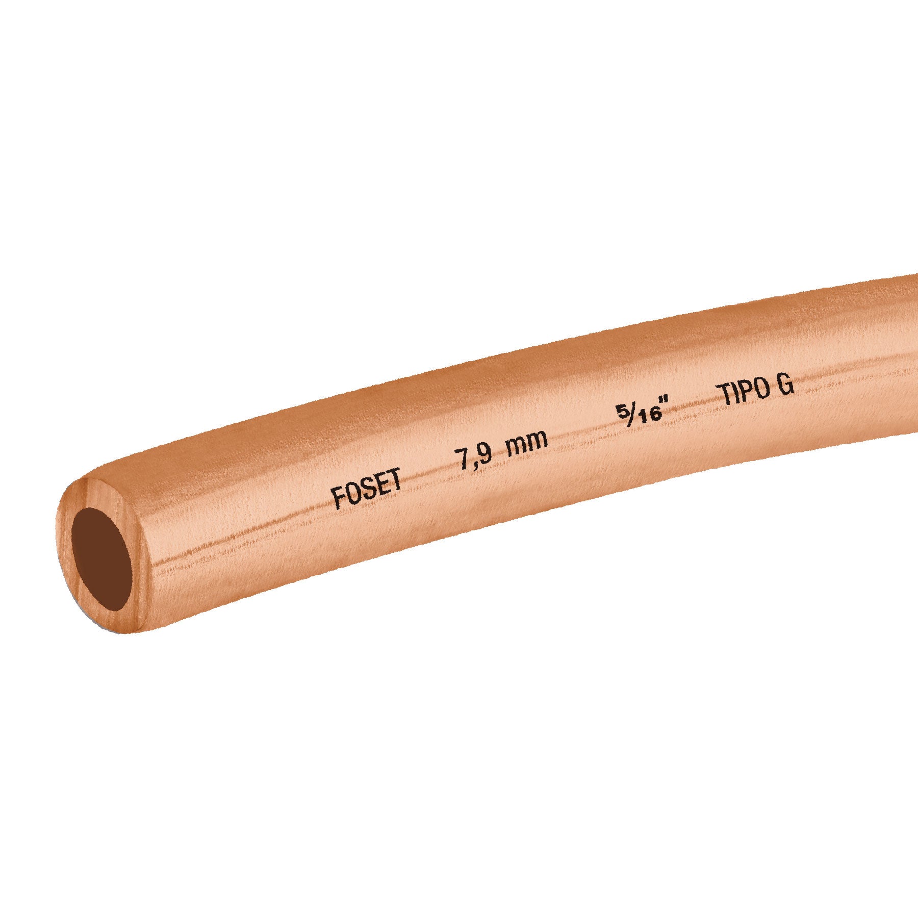 Tubo flexible de cobre 5/16', rollo de 15m, 2.3kg, FOSET. Modelo: CC-002F