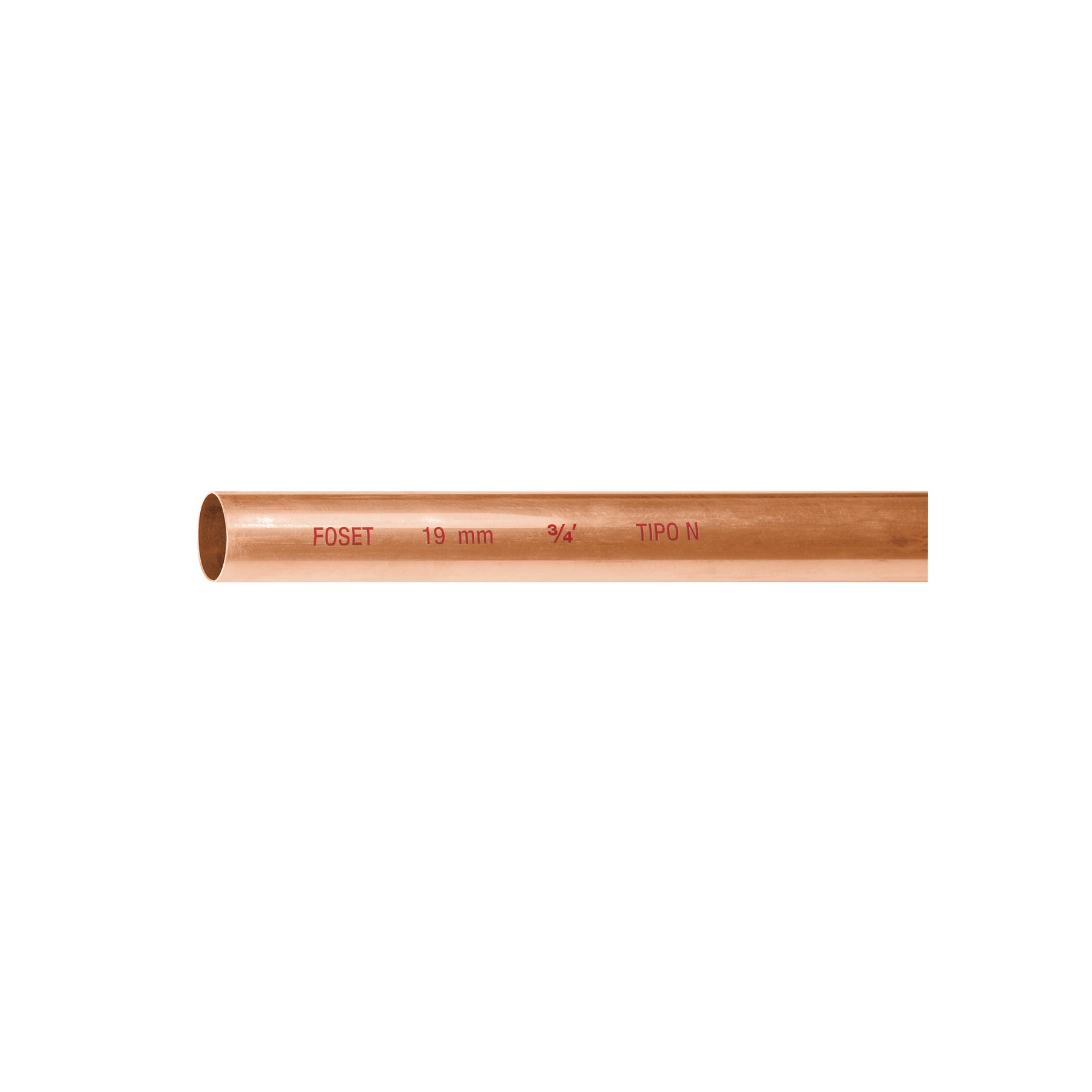 Tubo rígido de cobre 3/4' tipo 'N', 3m, 0.9kg, FOSET. Modelo: CC-002N