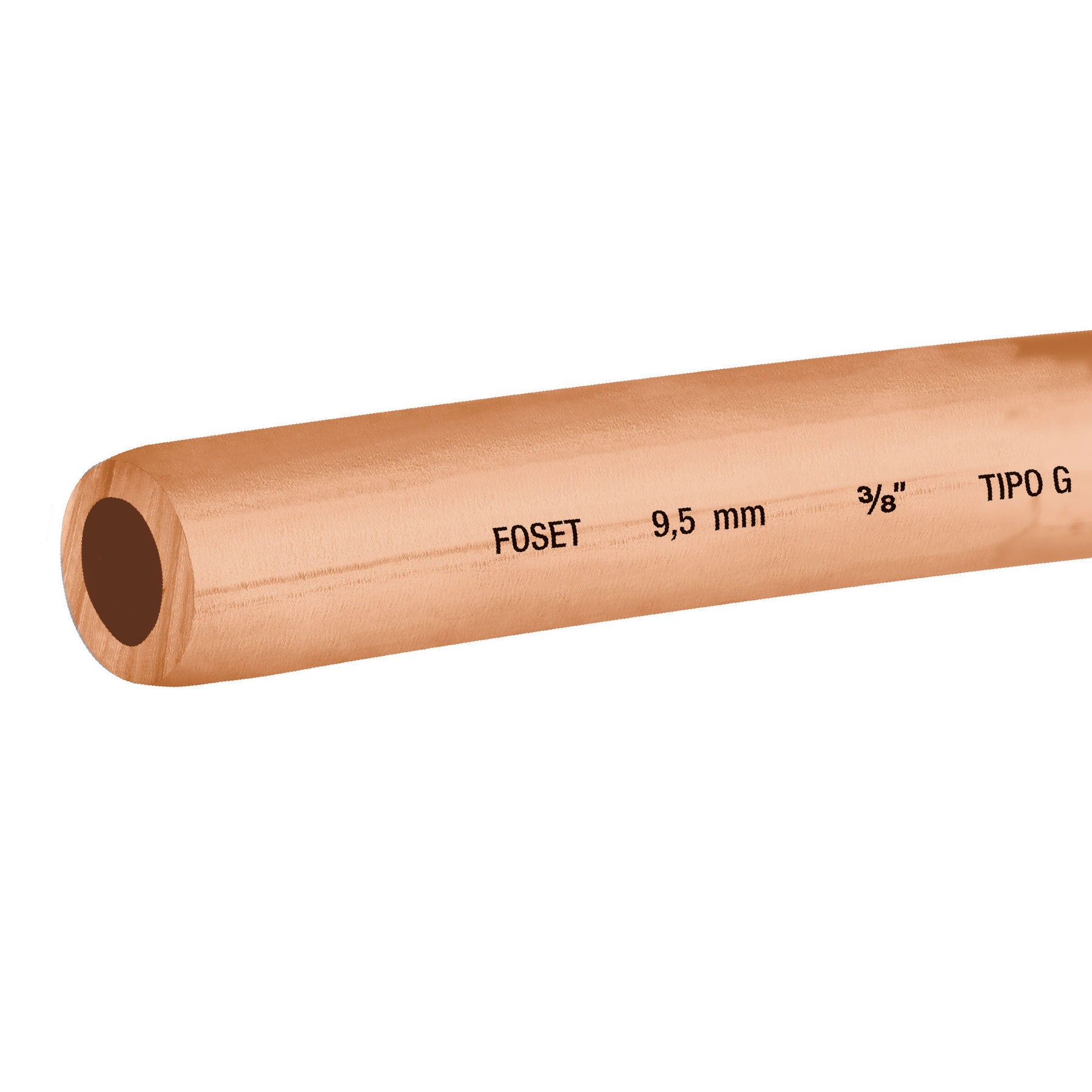 Tubo flexible de cobre 3/8', rollo de 15m, 2.6kg, FOSET. Modelo: CC-003F