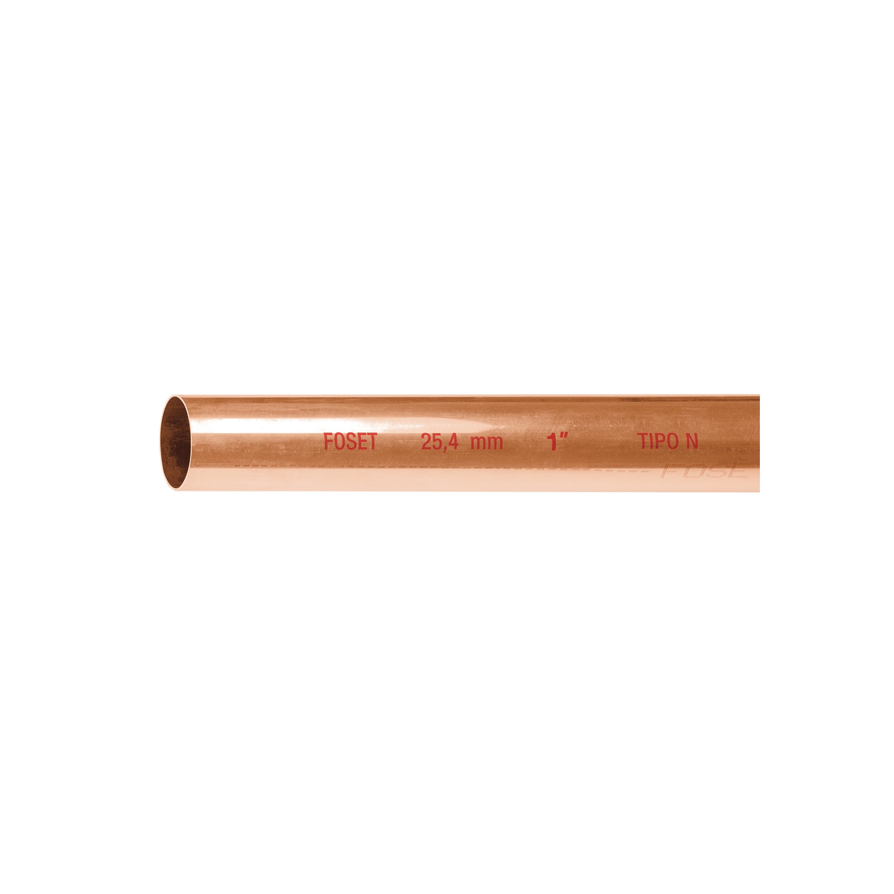 Tubo rígido de cobre 1' tipo 'N', 3m, 1.4kg, FOSET. Modelo: CC-003N