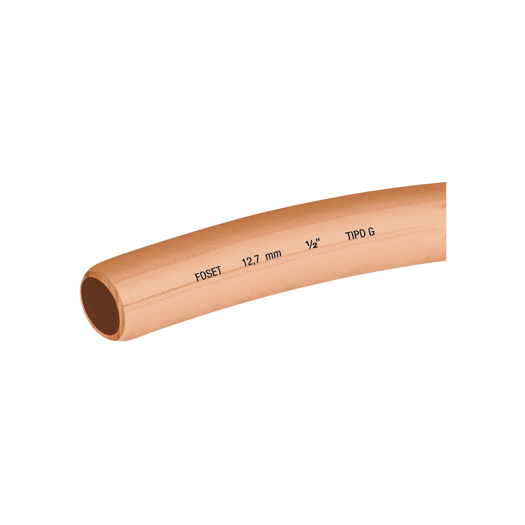 Tubo flexible de cobre 1/2', rollo de 15m, 3.7kg, FOSET. Modelo: CC-004F