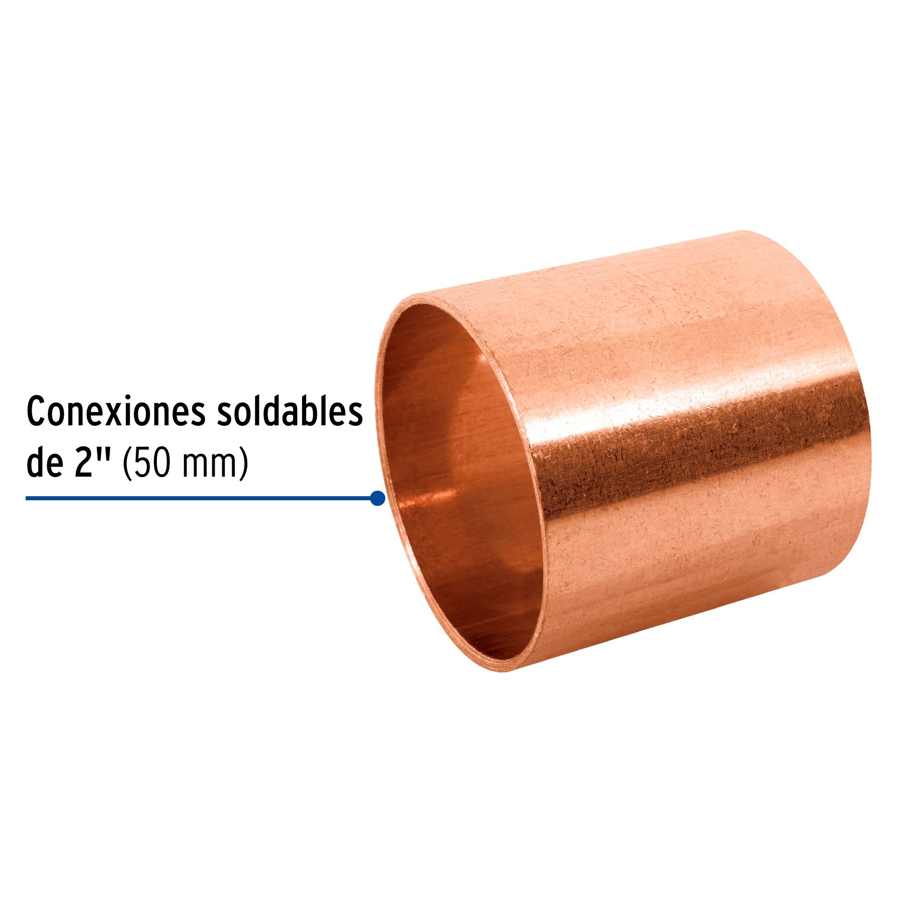 Cople de cobre 2', sin ranura, FOSET. Modelo: CC-206