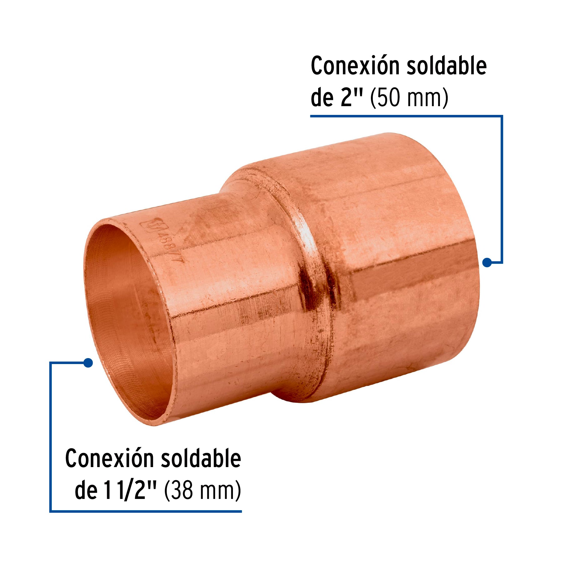 Reducción bushing de cobre 2 x 1-1/2', FOSET. Modelo: CC-238
