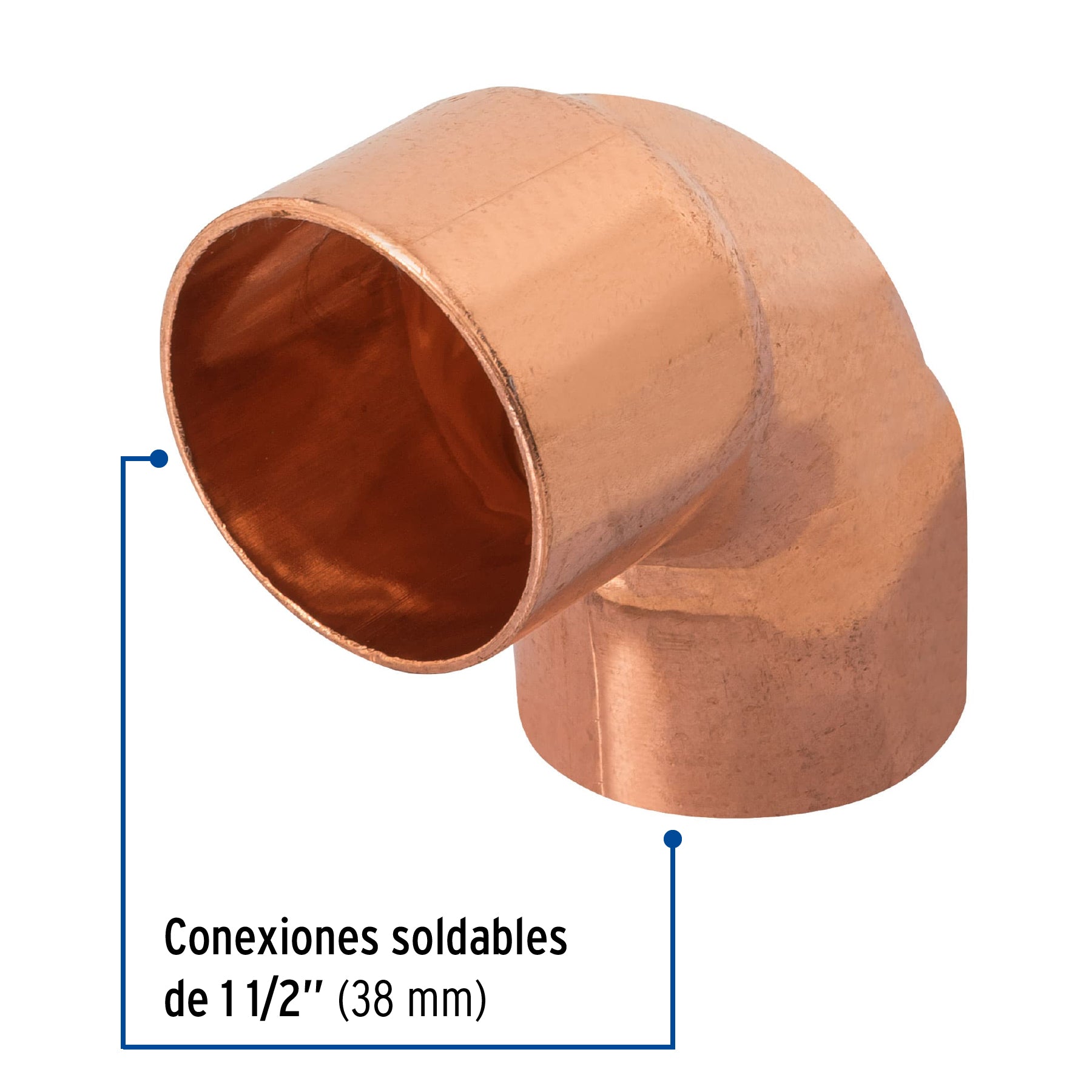 Codo 90° de cobre de 1-1/2', FOSET. Modelo: CC-565