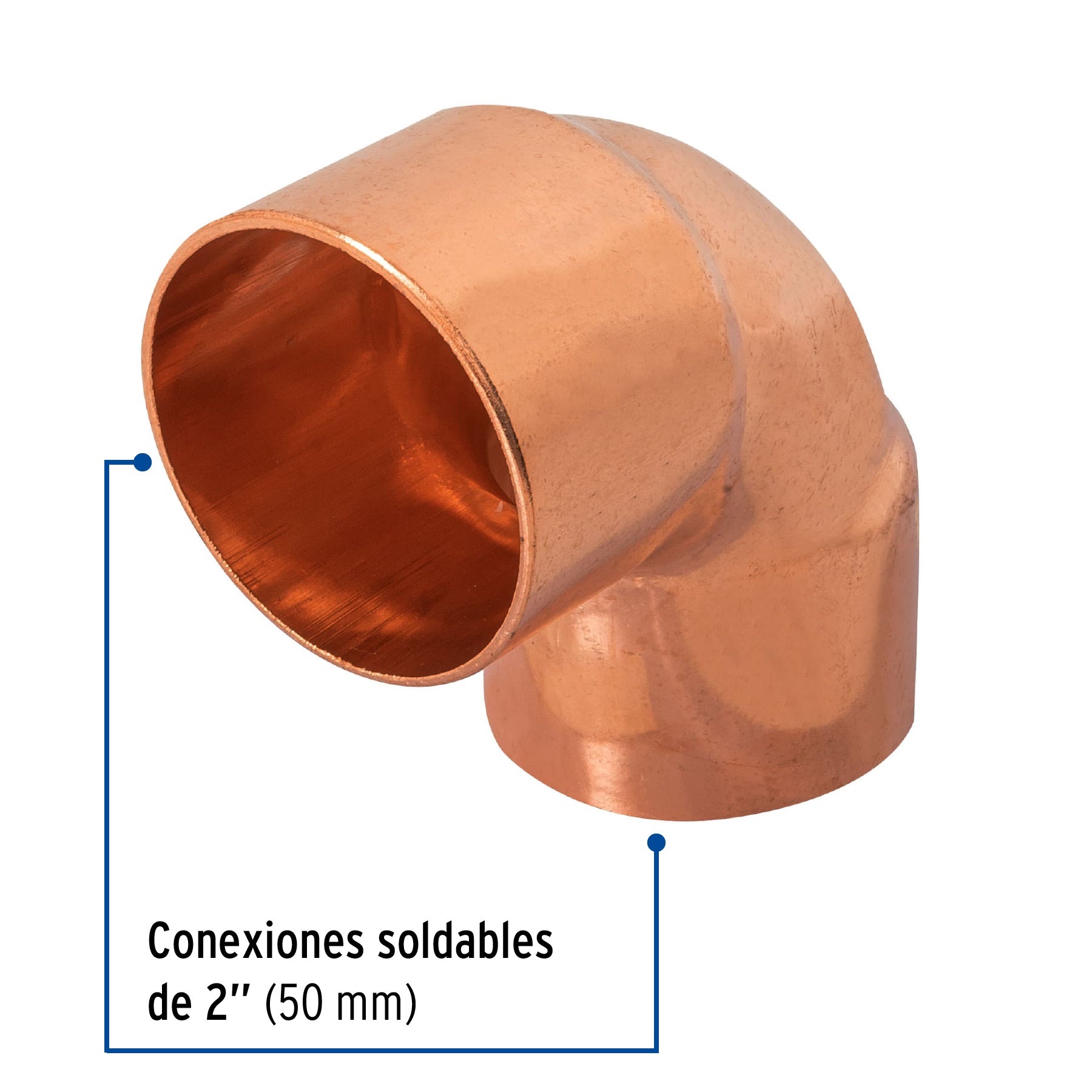 Codo 90° de cobre de 2', FOSET. Modelo: CC-566