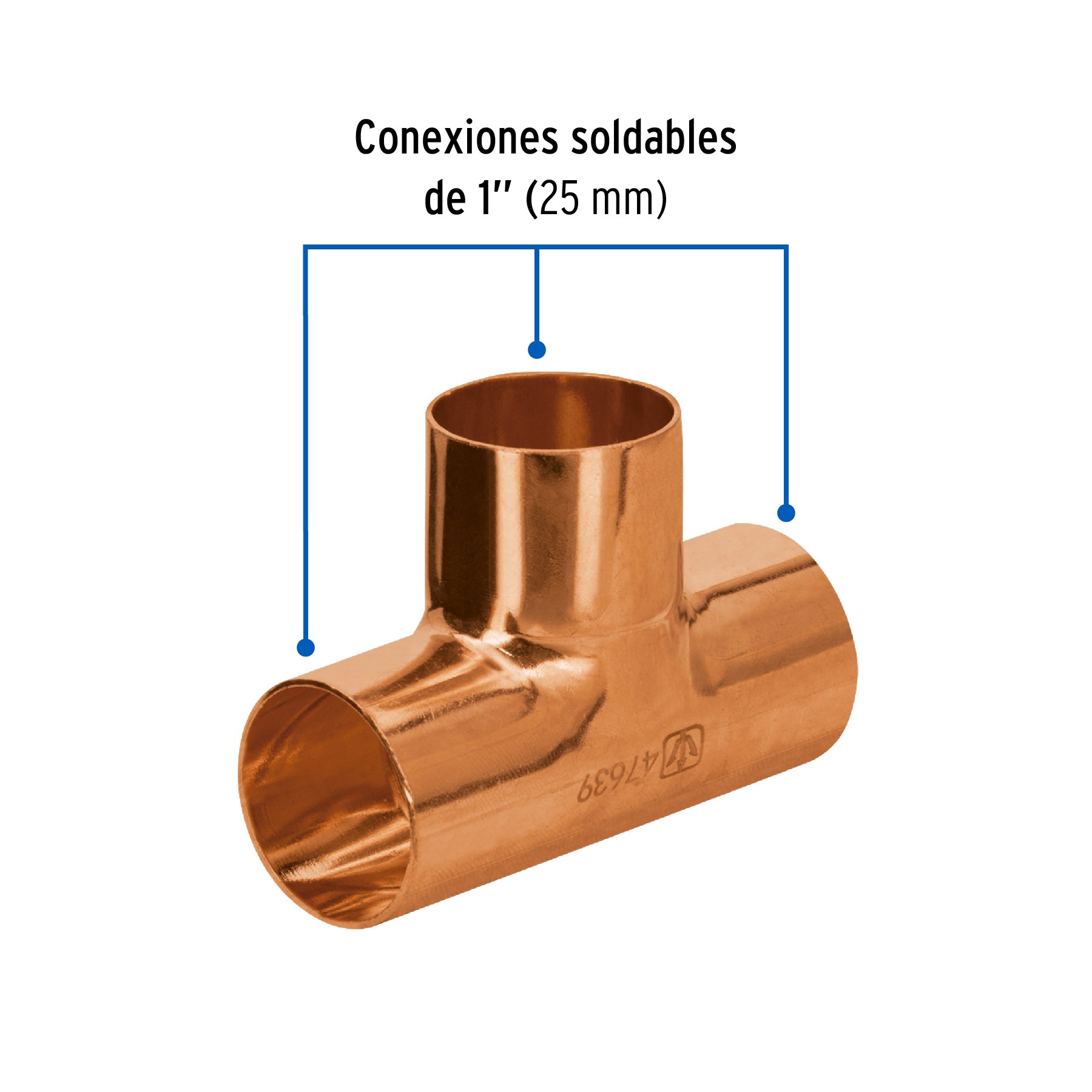 Tee sencilla de cobre 1', FOSET BASIC. Modelo: CC-763B