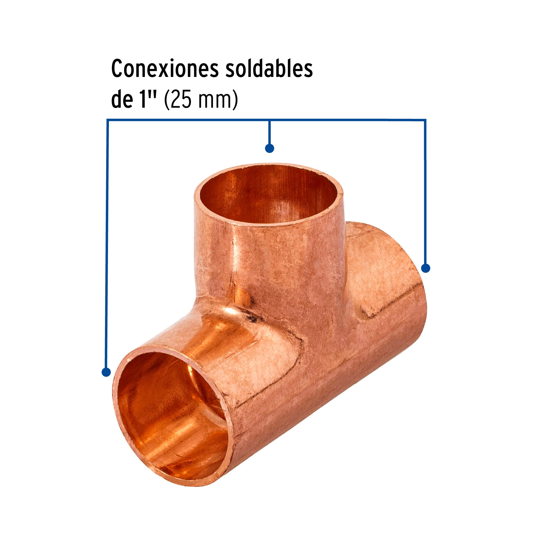 Tee sencilla de cobre 1', FOSET. Modelo: CC-763