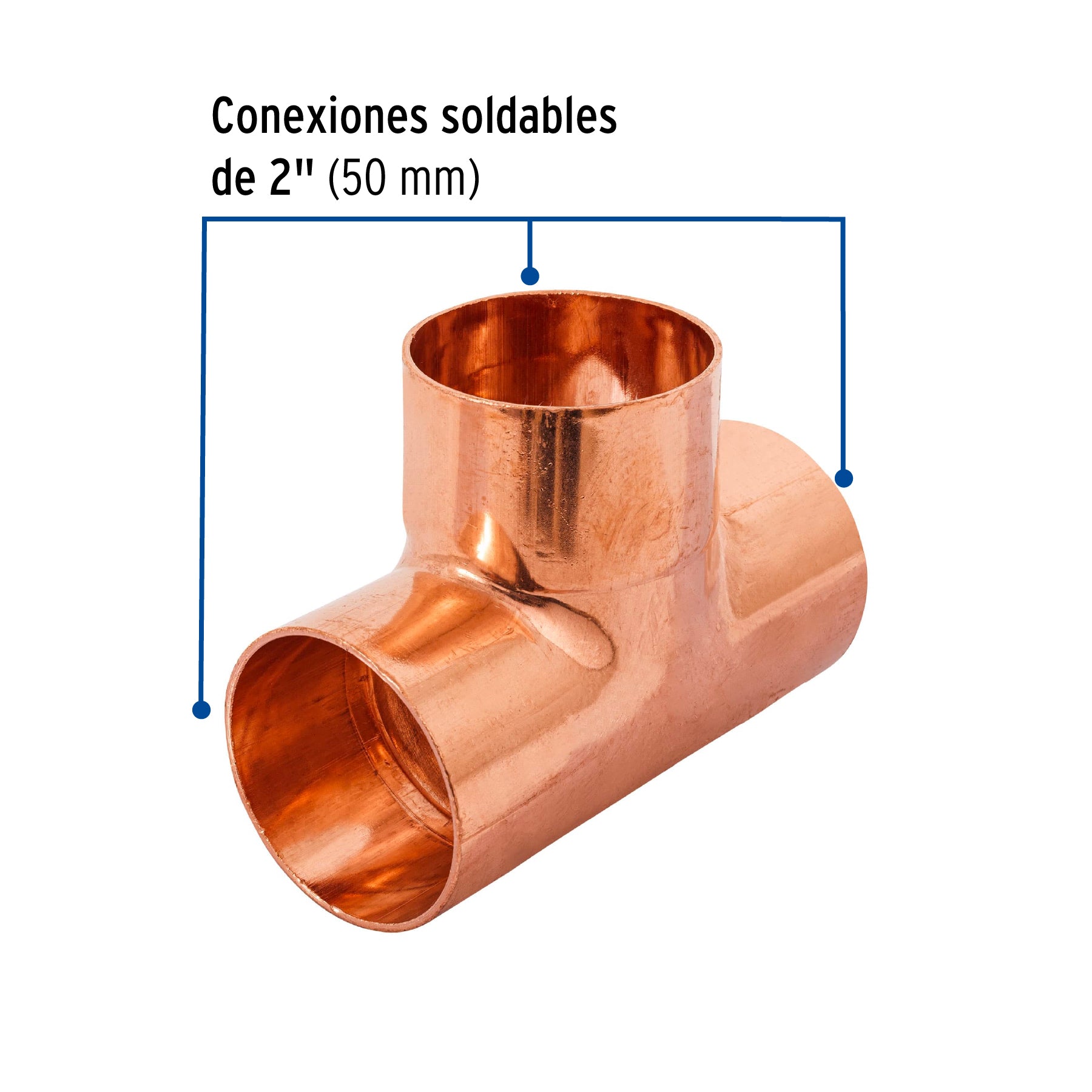 Tee sencilla de cobre 2', FOSET. Modelo: CC-766