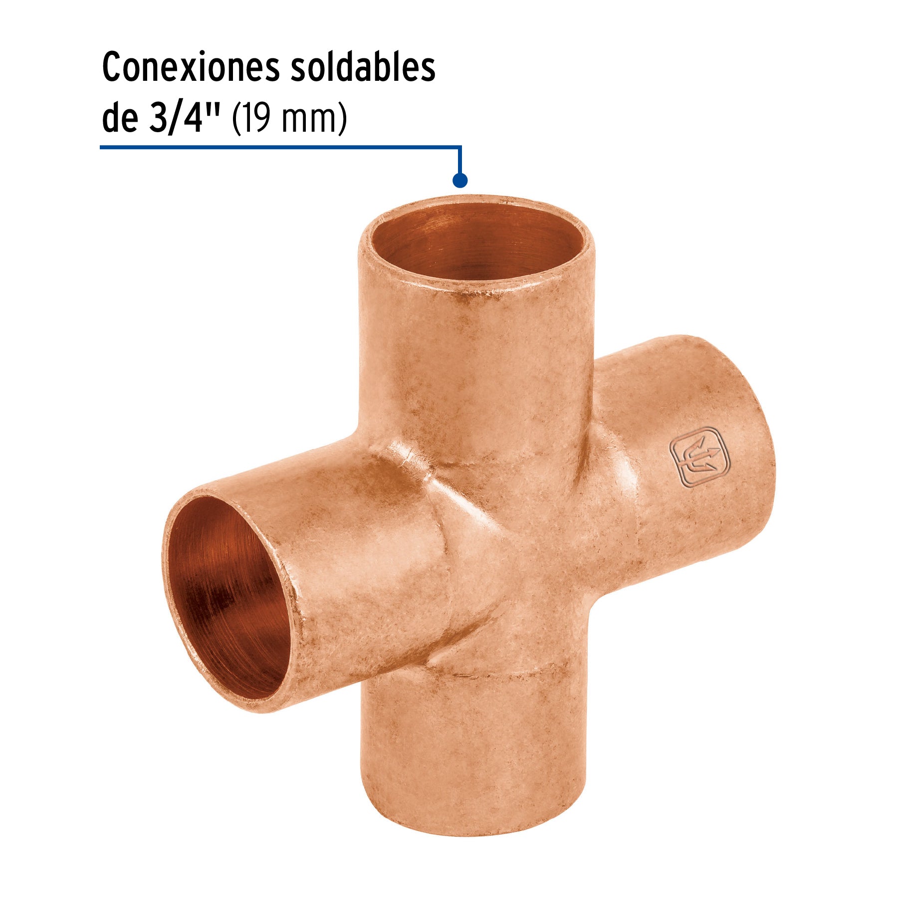 Cruz sencilla de cobre 3/4', FOSET. Modelo: CC-772